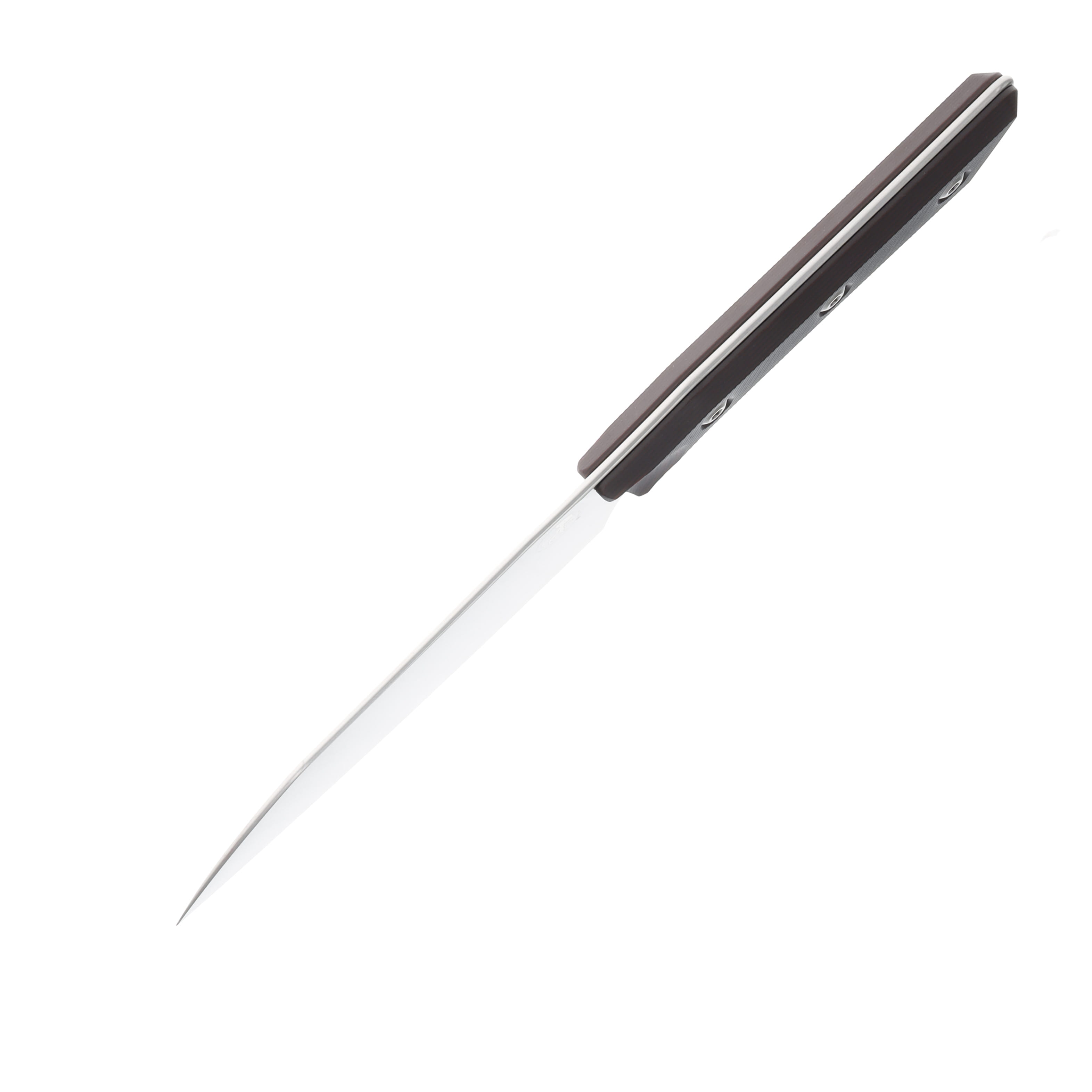 Microtech Signature Series 6" Santoku Knife Black Stonewash/Black Cherry G-10 with Titanium Bolsters MT320010BC View 5