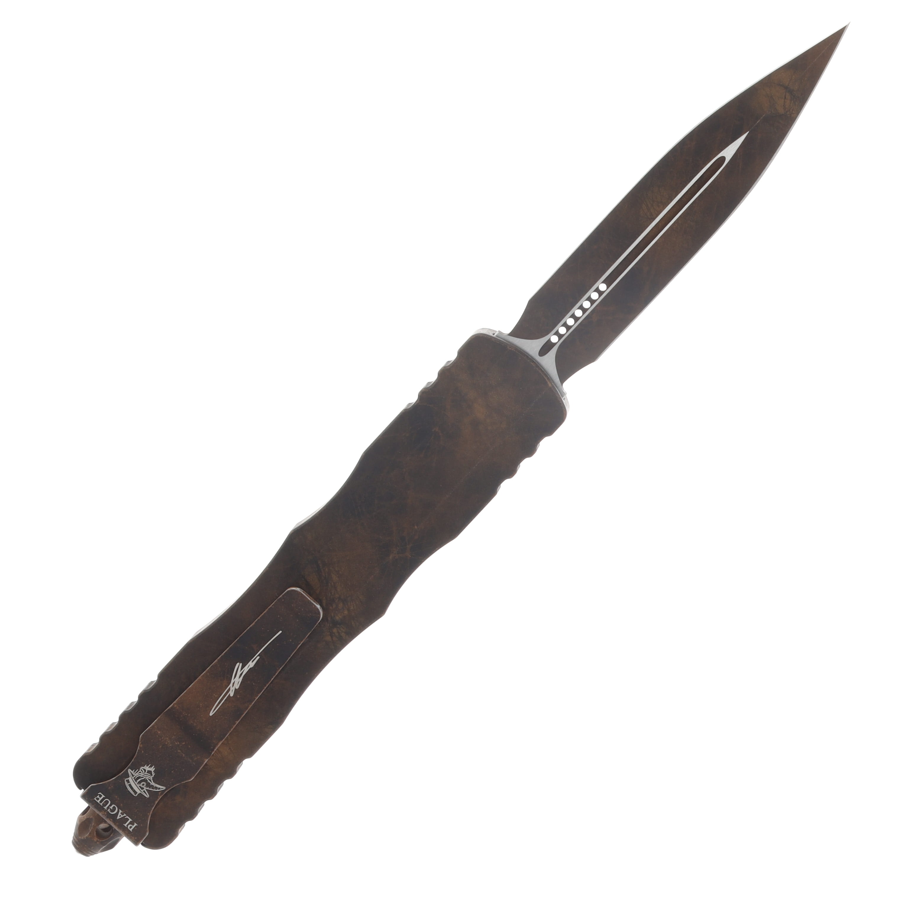 Microtech Dirac Delta OTF Automatic Knife Signature Series Plague Outbreak D/E Microtech Dirac Delta OTF Automatic Knife Signature Series Plague Outbreak DE AUMT2271PLOBS View 2