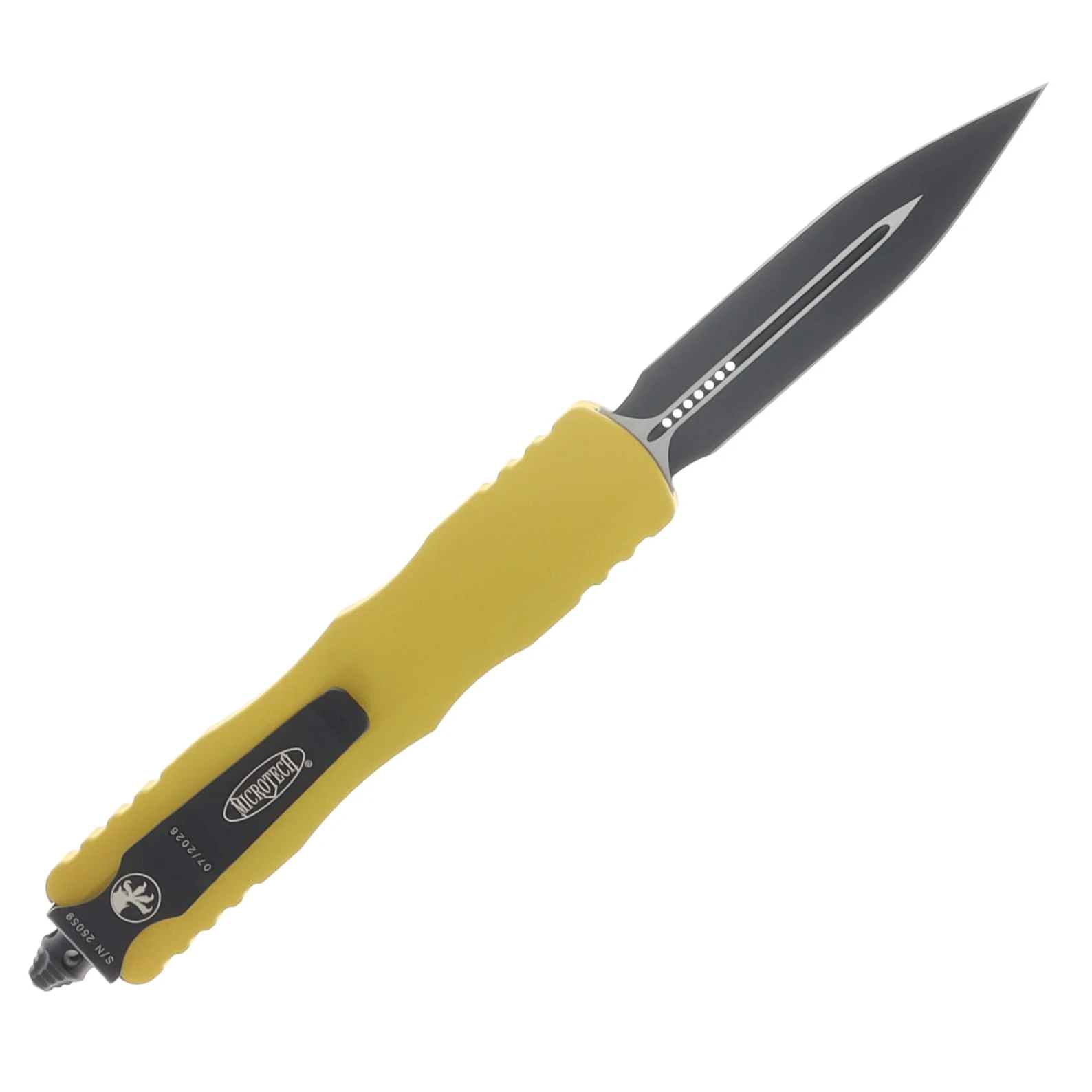 Microtech Dirac Delta OTF Automatic Knife Black Dagger/Yellow AUMT2251YW View 2