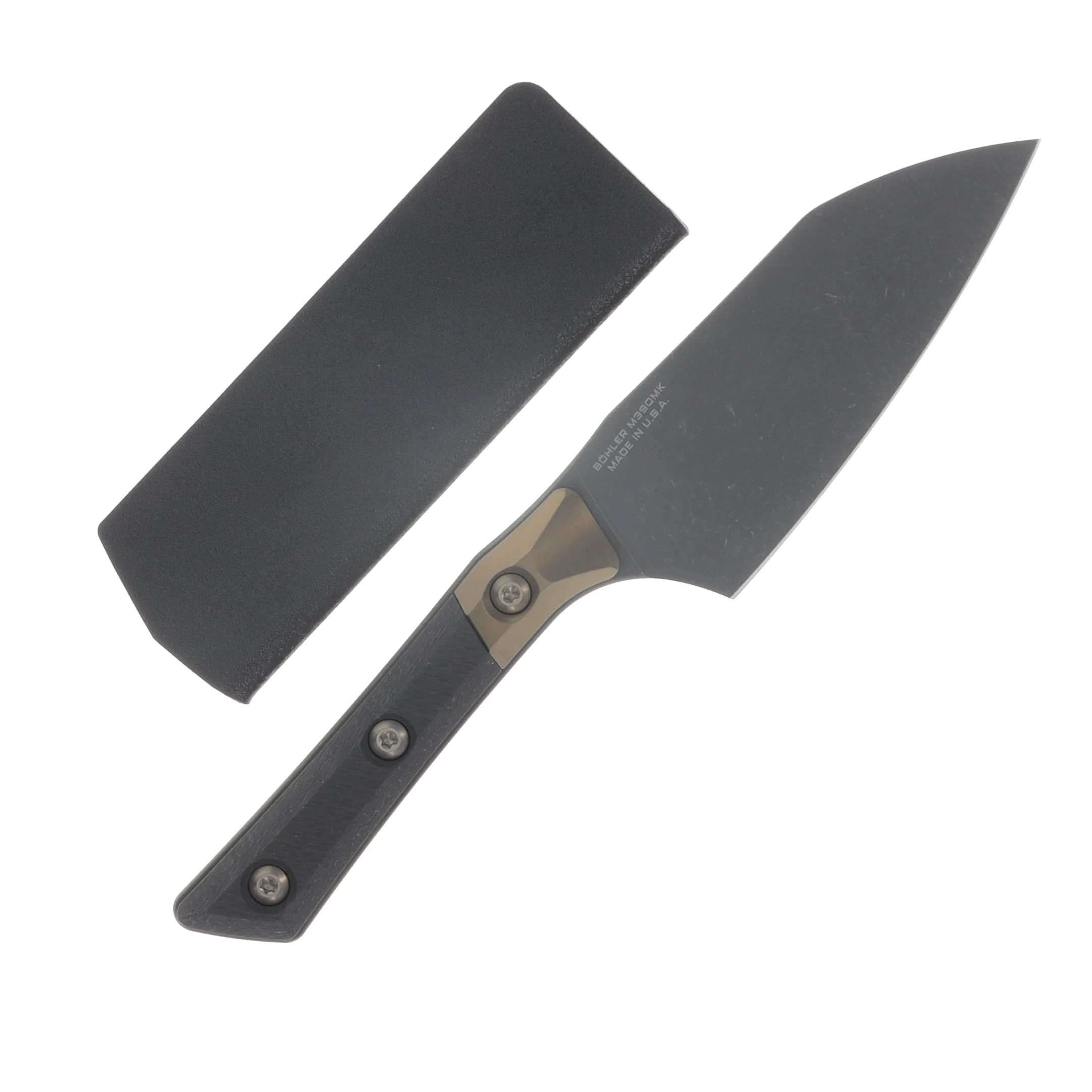 Microtech Signature Series 4.2" Santoku Knife DLC/Black Carbon Fiber with Titanium Bolsters MT3300B1DLCCFS View 2