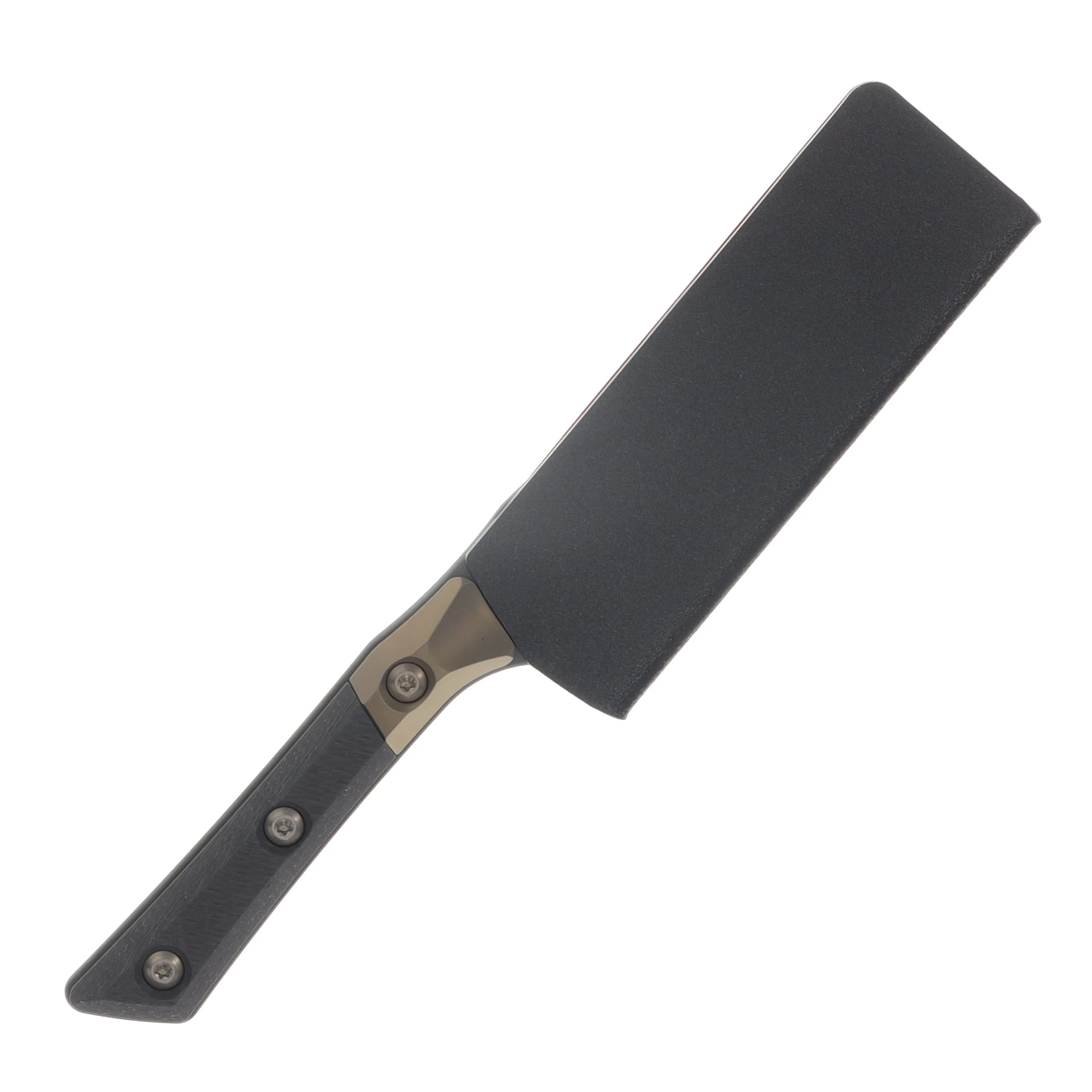 Microtech Signature Series 4.2" Santoku Knife DLC/Black Carbon Fiber with Titanium Bolsters MT3300B1DLCCFS View 4
