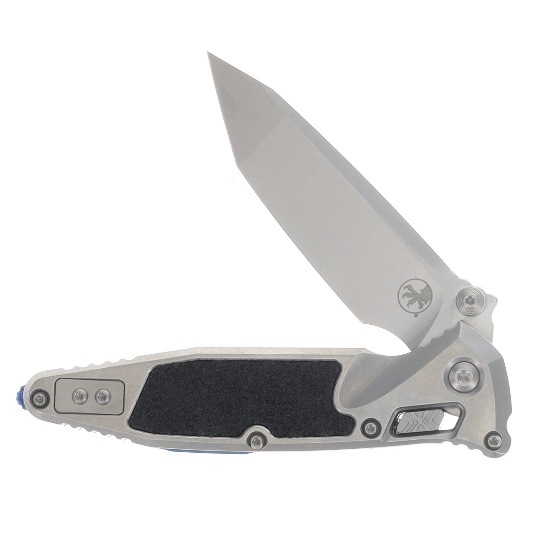 Marfione SOCOM RAM-LOK Folding Knife Stonewash S/E Titanium with Textured Inlay and Blue Titanium Accents MT161RL10MS3 View 3
