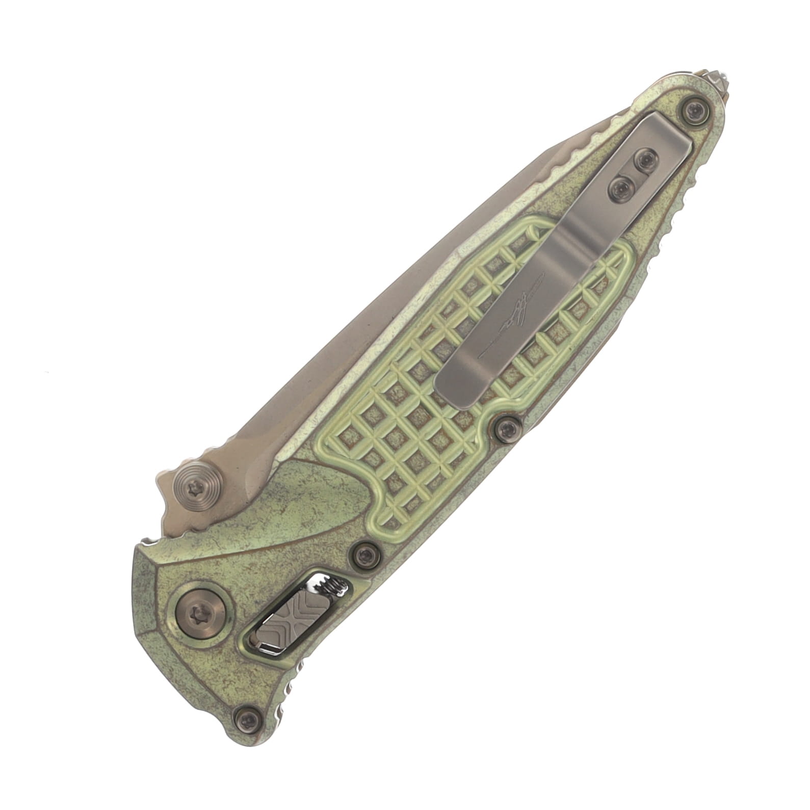 Marfione SOCOM RAM-LOK Folding Knife Bronze Stonewash T/E Antique Gold Frag Titanium with Bronze Titanium Accents MT161RL13FRMS2 View 6