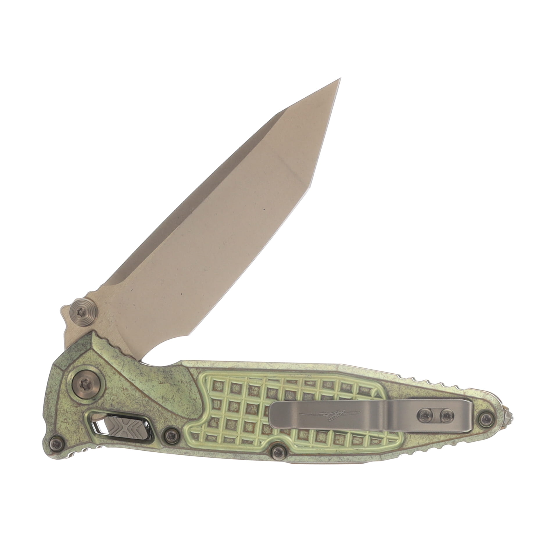 Marfione SOCOM RAM-LOK Folding Knife Bronze Stonewash T/E Antique Gold Frag Titanium with Bronze Titanium Accents MT161RL13FRMS2 View 4