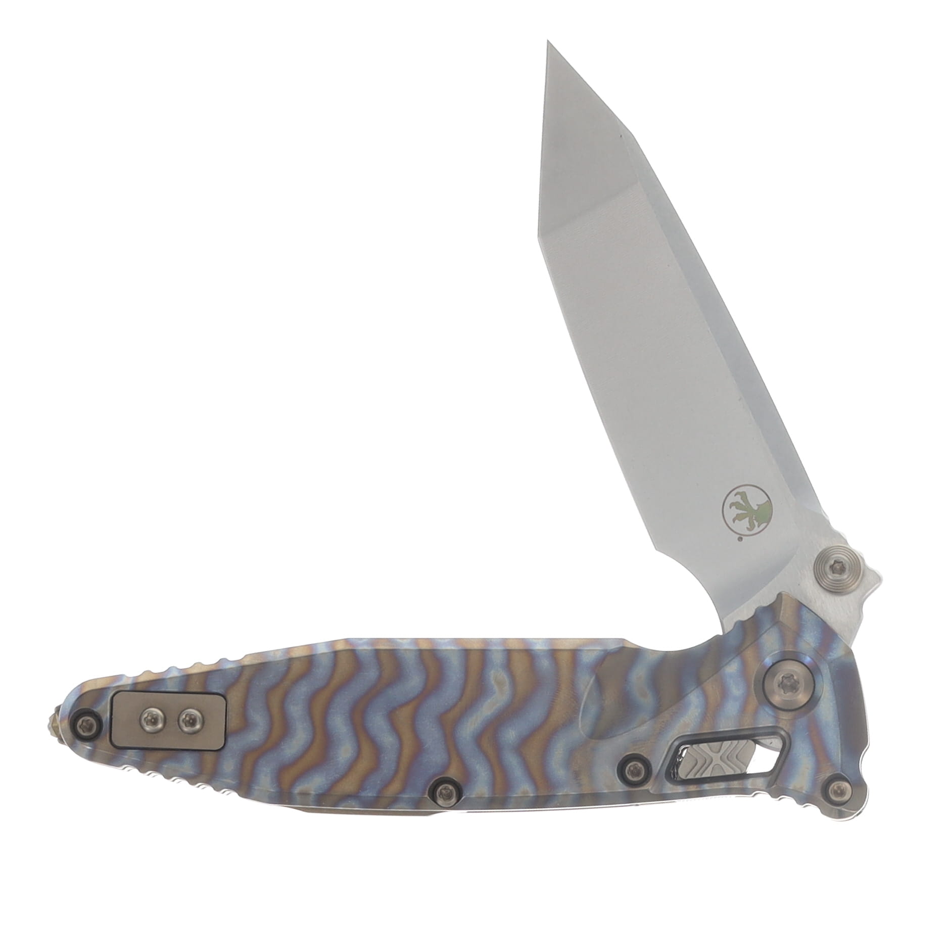 Marfione SOCOM RAM-LOK Folding Knife Stonewash T/E Flamed Slab Titanium with Bronze Titanium Accents MT161RLS10MS8 View 3