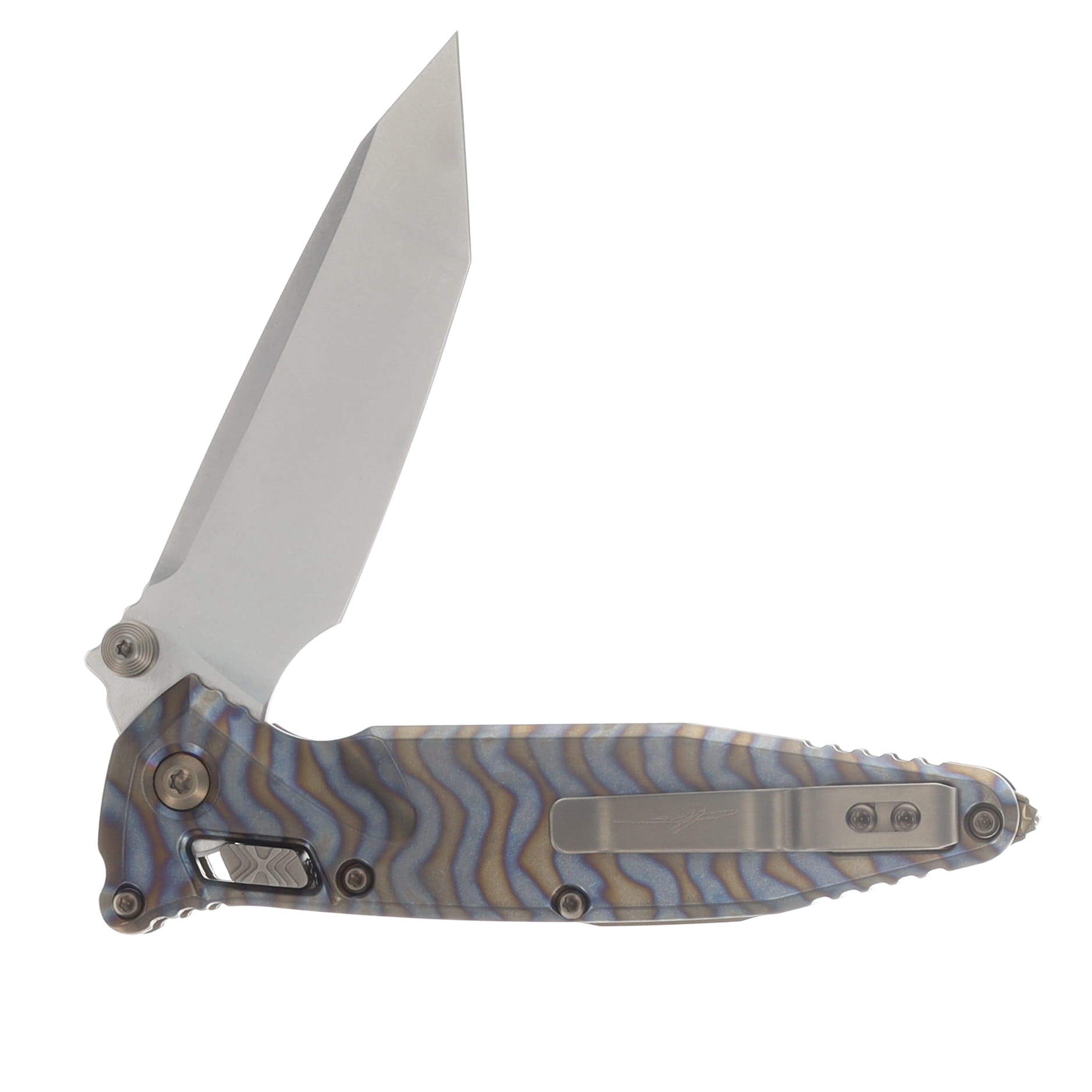 Marfione SOCOM RAM-LOK Folding Knife Stonewash T/E Flamed Slab Titanium with Bronze Titanium Accents MT161RLS10MS8 View 4