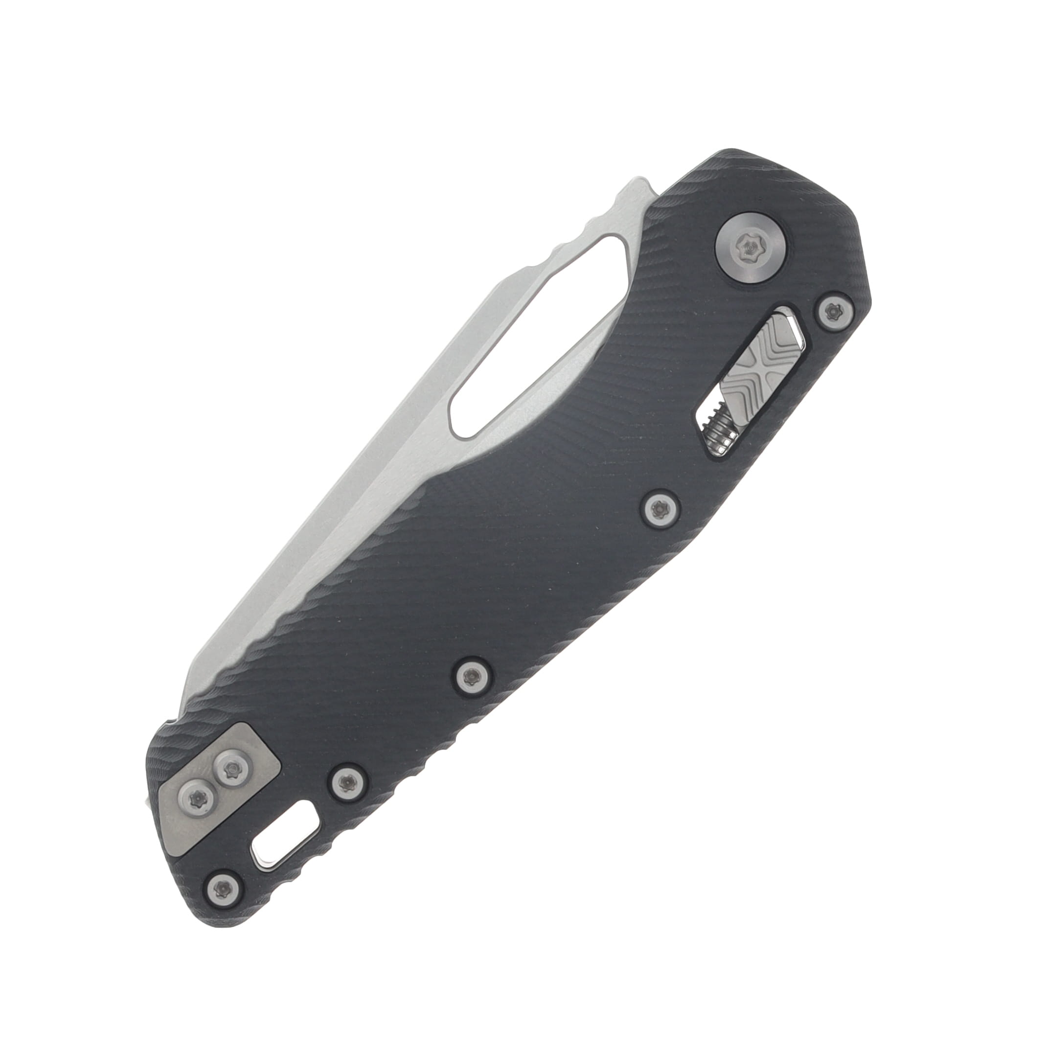 Microtech MSI RAM-LOK Folding Knife Full Serrated Stonewash S/E Fluted Black G-10 MT21012FLGTBK View 5