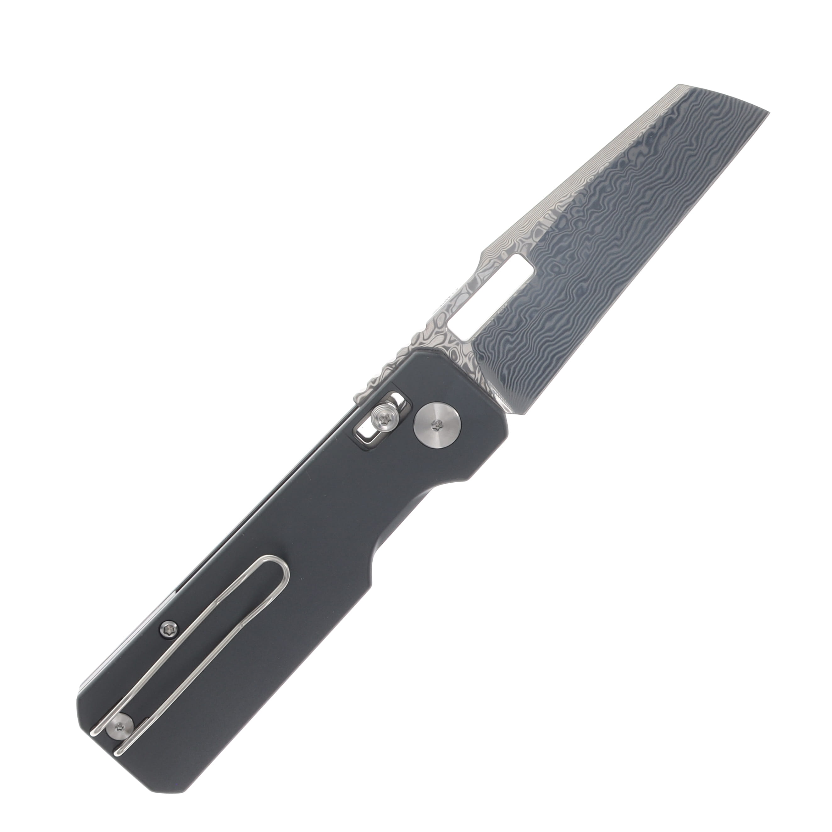 Vero Engineering Aura Talon Folding Knife Damascus Grey Aluminum View 2