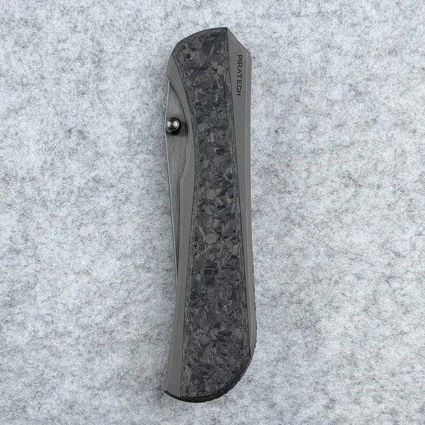 Piratech Saga Folder Bead Blasted TI and Shred Carbon Fiber Handle Satin DLC S90V View 3