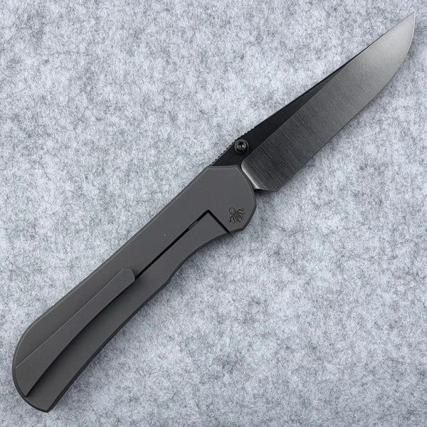 Piratech Saga Folder Bead Blasted TI and Shred Carbon Fiber Handle Satin DLC S90V View 2