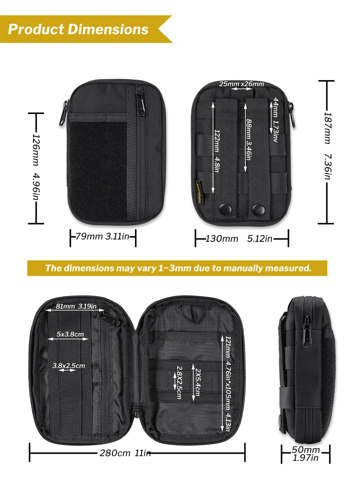 Viperade VE30 Molle Tool Pouch Compact Belt Pouch Black VE30BK View 5