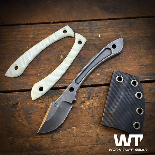 Work Tuff Gear Lightfoot K329 Dark River Washed Jade Green Textured G-10 Grip Black Carbon Fiber Sheath K329-DRWJGTG10GB View 11