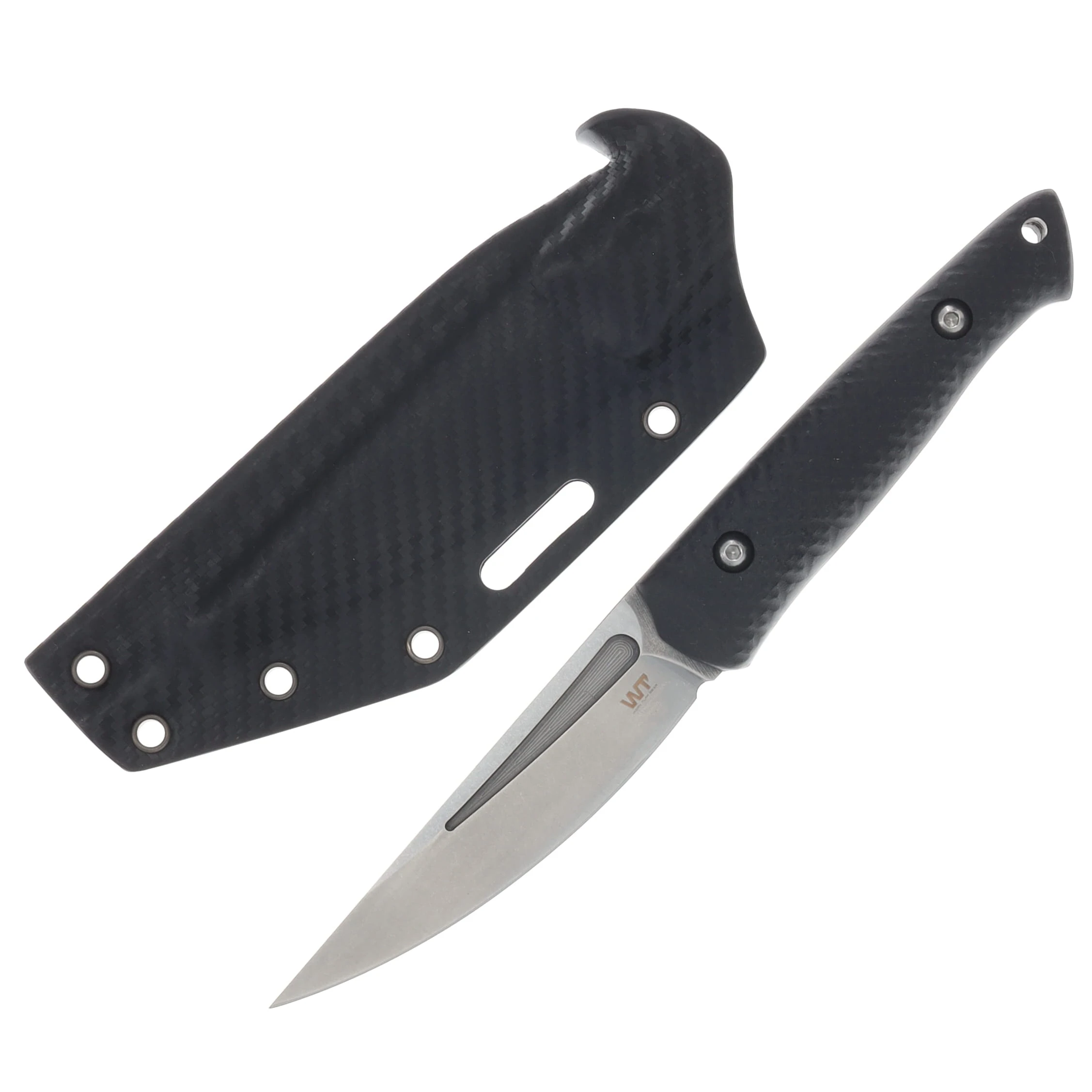 Work Tuff Gear Nijukko II AEBL Stonewashed Black Gator G-10 Grip Black Carbon Kydex Sheath AEBL-SBGG10GBC View 1