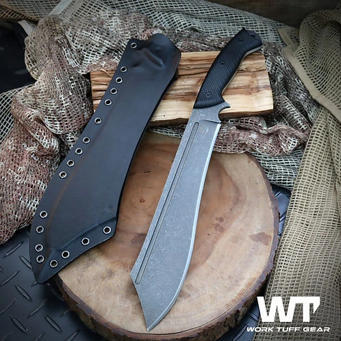 Work Tuff Gear Warhammer SK85 Dark Washed Black Textured G-10 Grip Black Kydex Sheath SK85-DWBTG10GB View 9