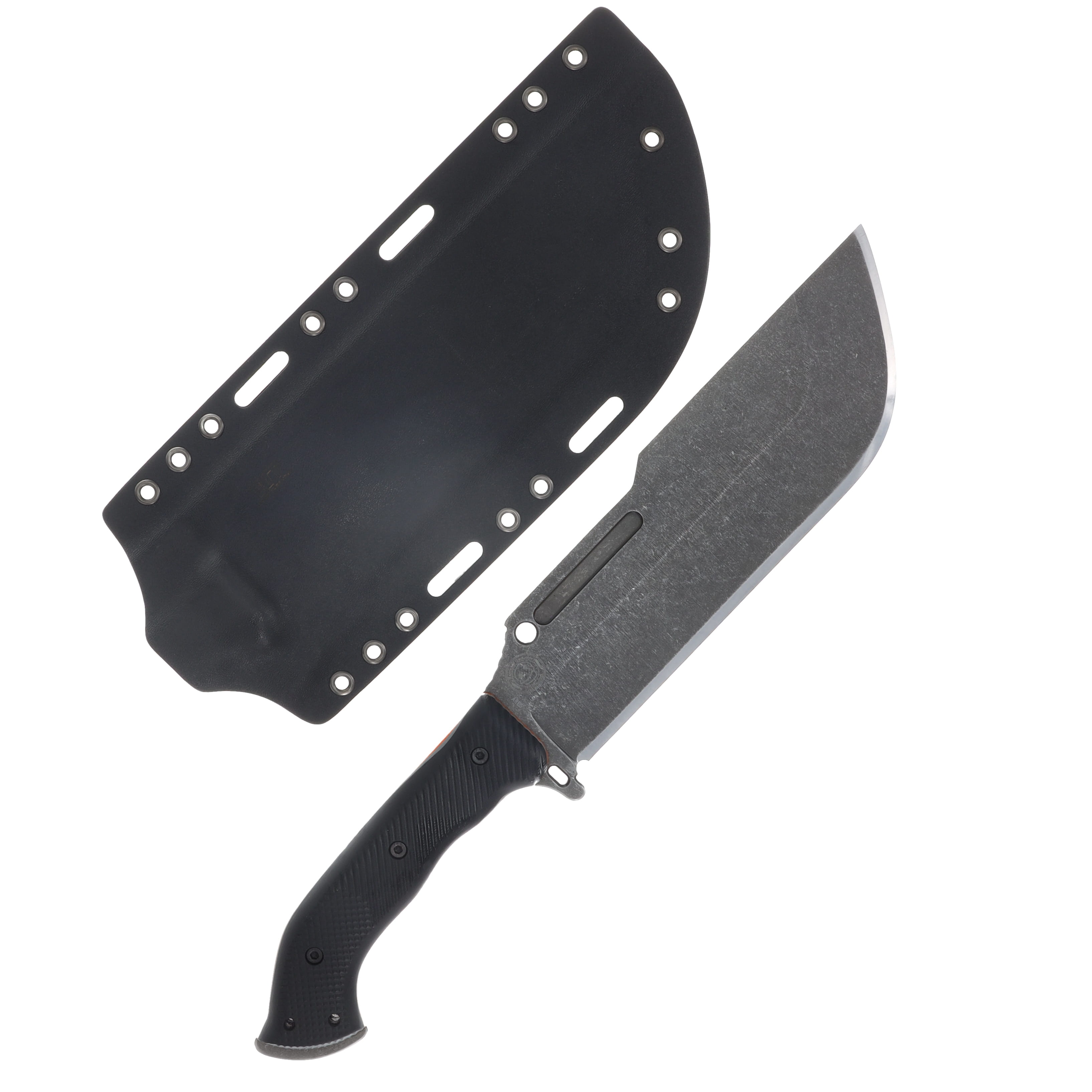 Work Tuff Gear Ares-NC SK85 Dark Washed Black Textured G-10 Grip (Orange Liner) Black Kydex Sheath SK85-DWBTG10GOLB View 2