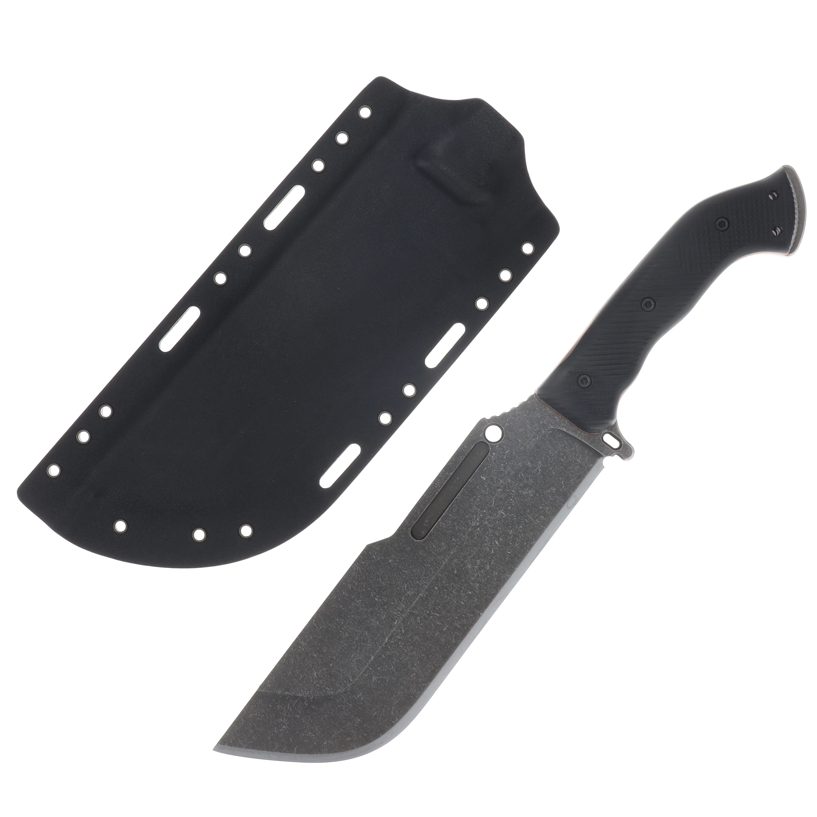 Work Tuff Gear Ares-NC SK85 Dark Washed Black Textured G-10 Grip (Orange Liner) Black Kydex Sheath SK85-DWBTG10GOLB View 1