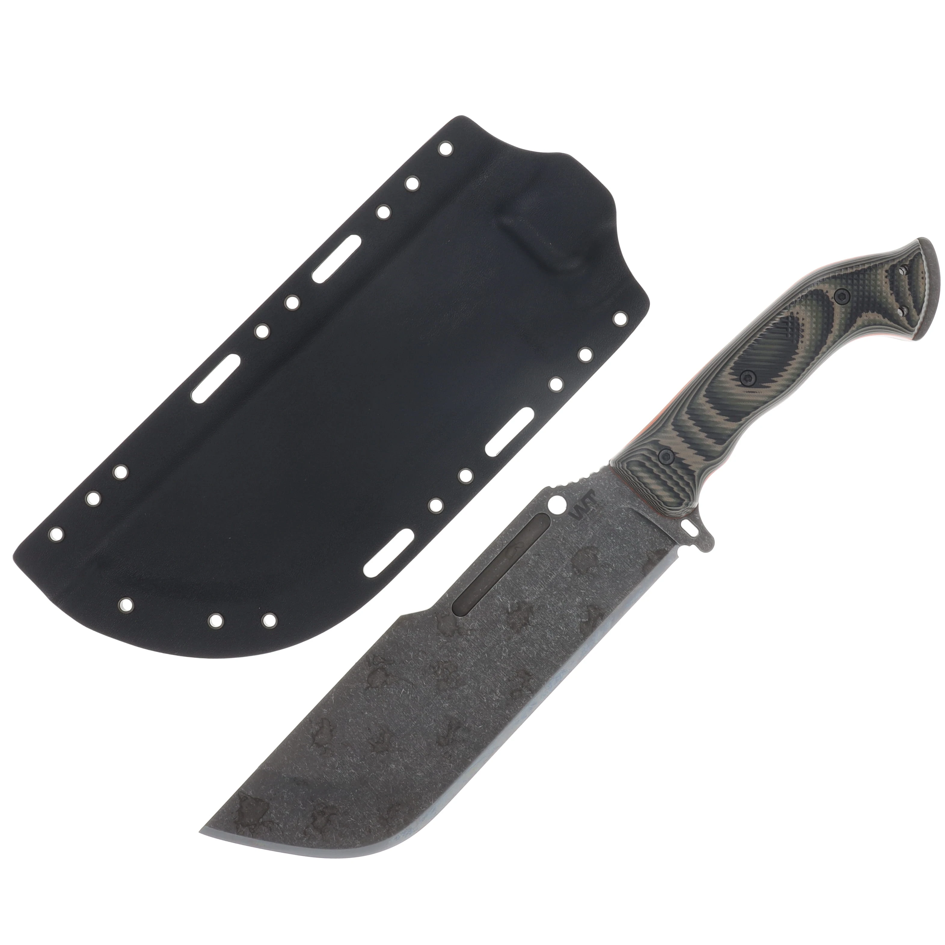 Work Tuff Gear Ares-NC SK85 Hand Rub APO Jungle Camo Textured Grip Black Kydex Sheath SK85-HRAPOJCTGB View 1