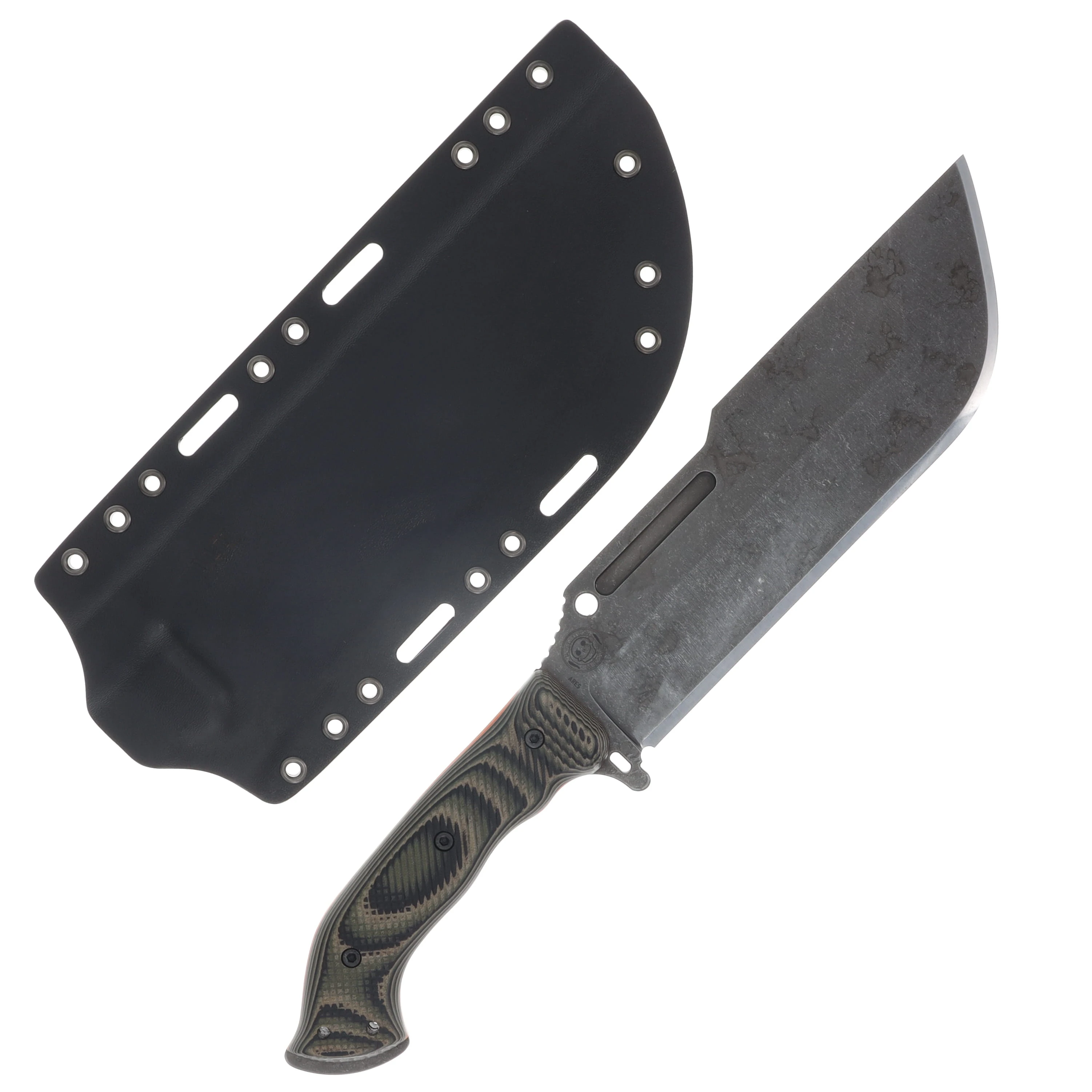 Work Tuff Gear Ares-NC SK85 Hand Rub APO Jungle Camo Textured Grip Black Kydex Sheath SK85-HRAPOJCTGB View 2