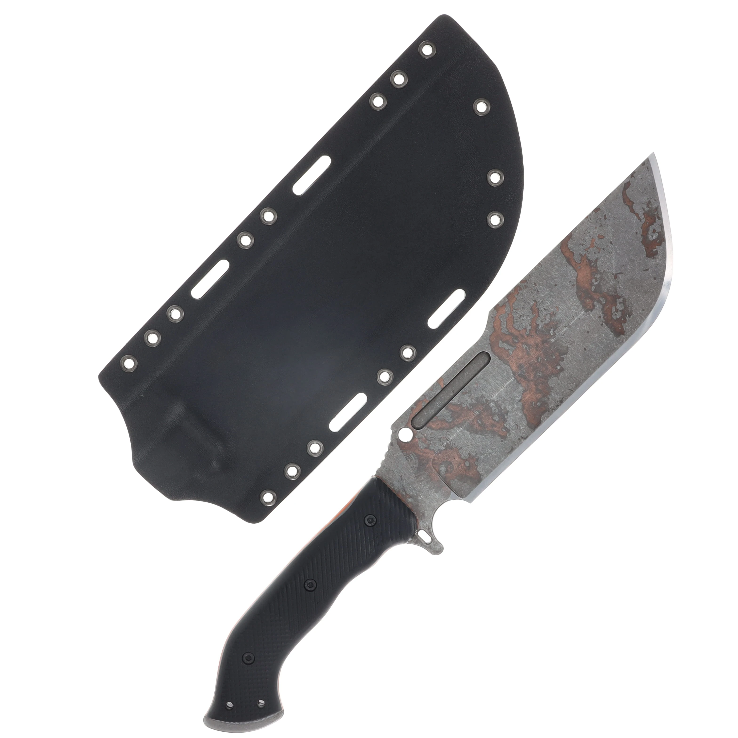Work Tuff Gear Ares-NC SK85 Copper Washed Black Textured G-10 Grip (Orange Liner) Black Kydex Sheath SK85-CWBTG10GOLB View 2