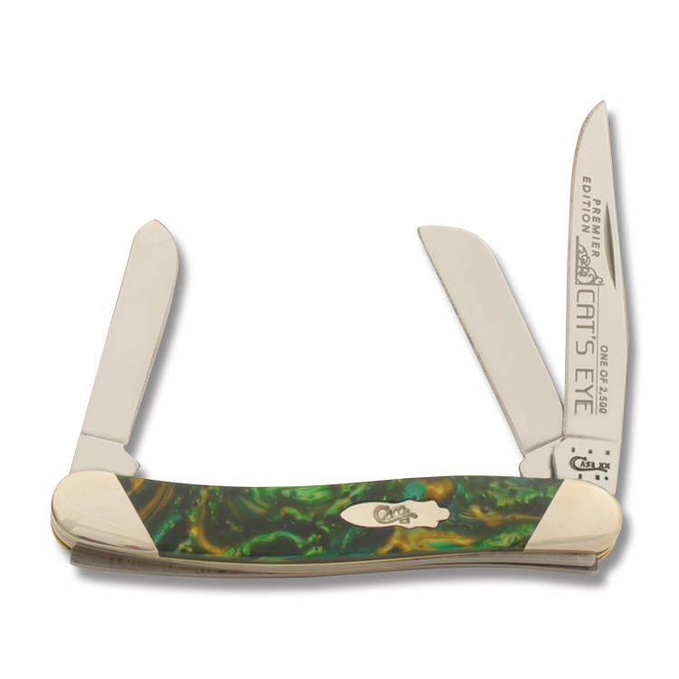 Case XX Slant Bolster Cat's Eye Corelon Medium Stockman Folding Knife CAS9318CE View 1