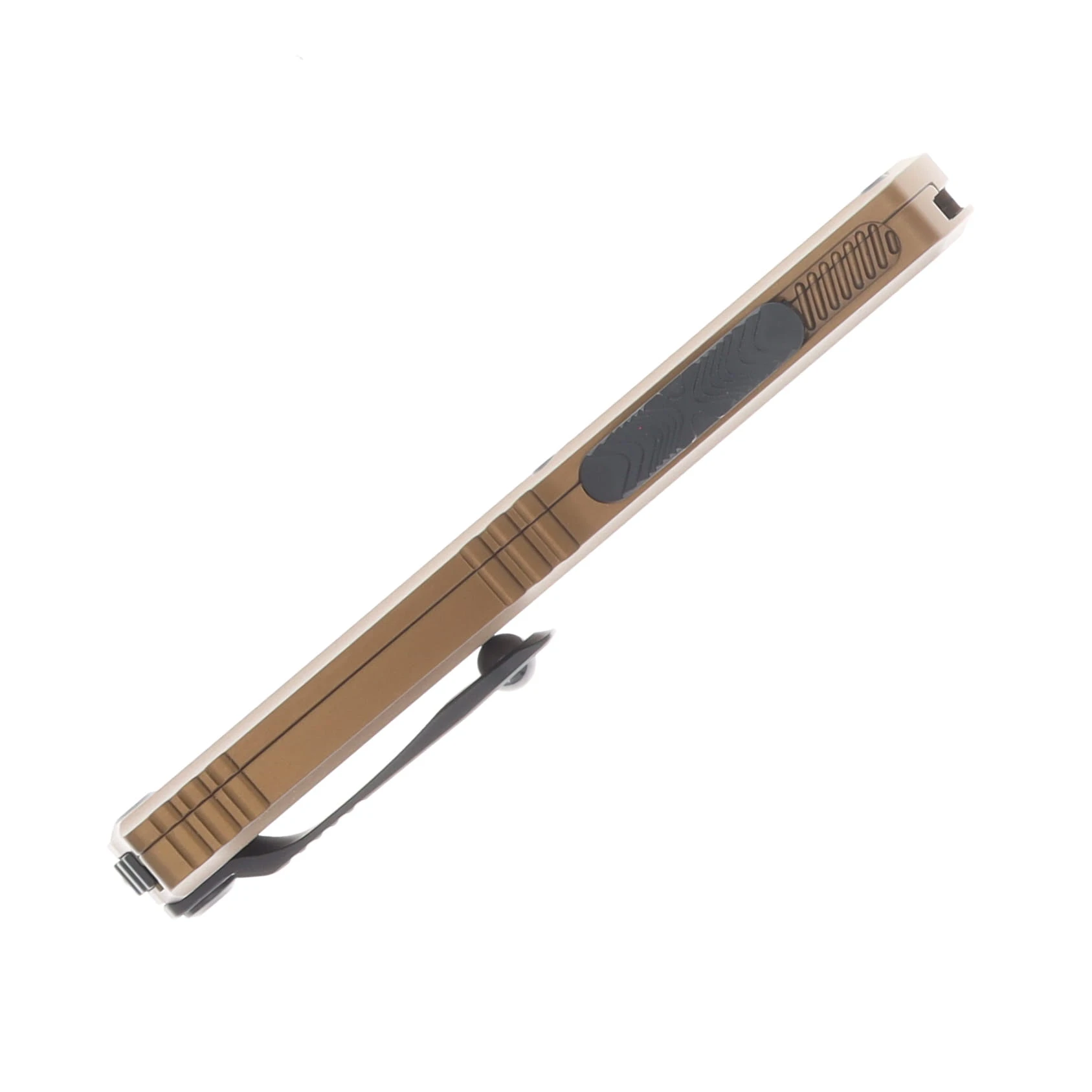 Microtech Hera II Mini OTF D/E Automatic Knife Black Full Serrated Tan AUMT1702M3TA View 5