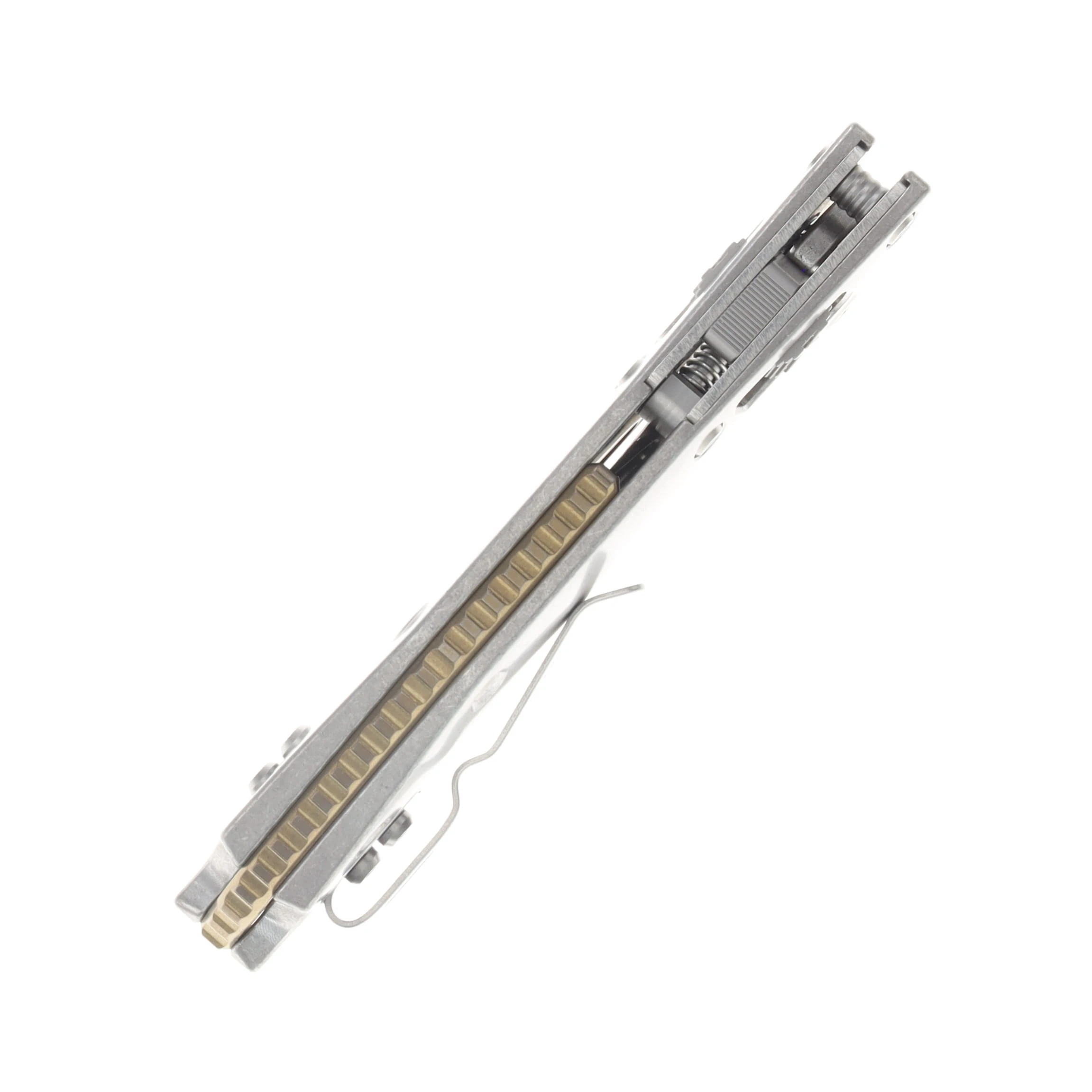 Microtech Stitch RAM-LOK Folder Marfione Select Full Serrate SW -SW Slab Side TI W/ Bronze TI Accent Vapor Blast Stainless MT169RL12MS1 View 7