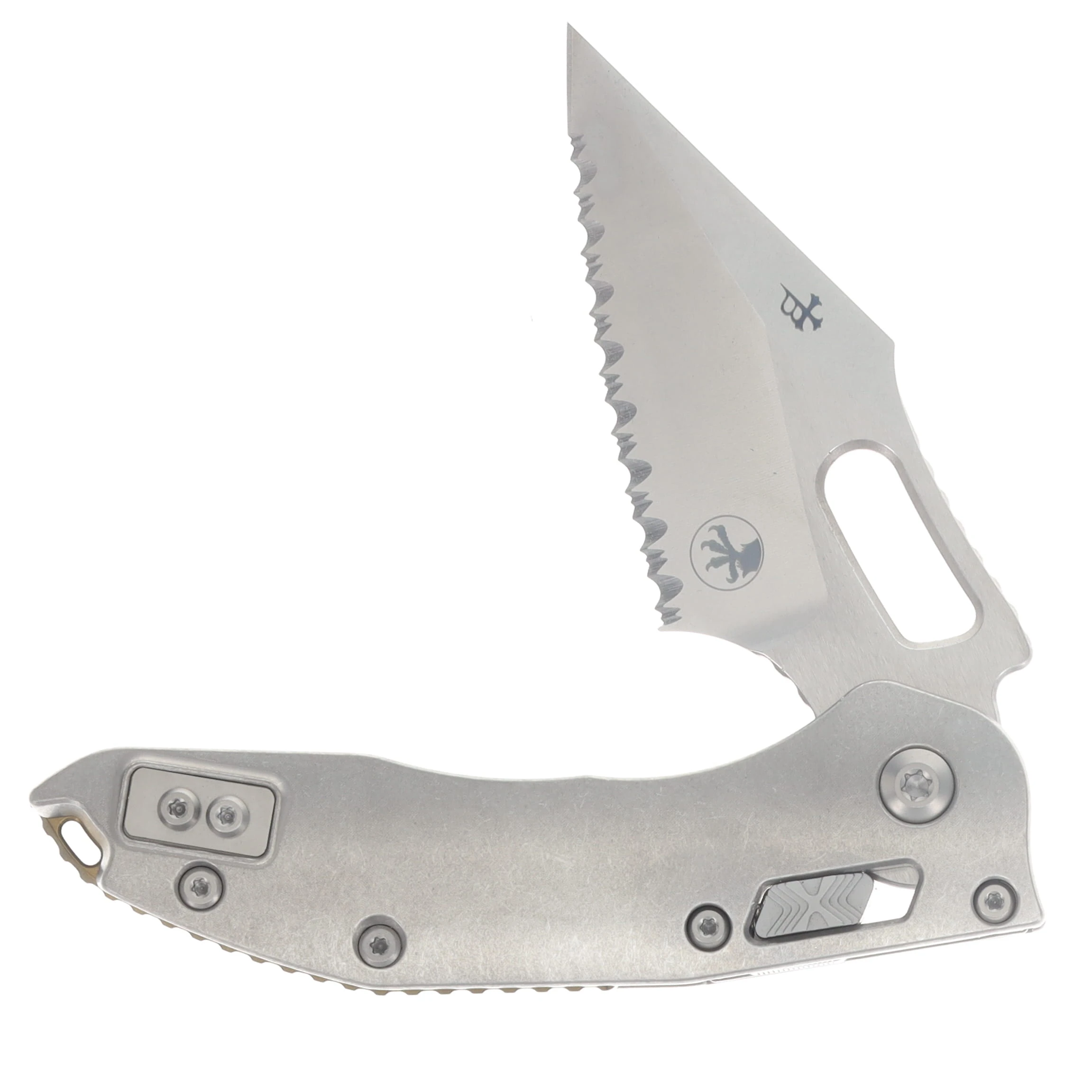 Microtech Stitch RAM-LOK Folder Marfione Select Full Serrate SW -SW Slab Side TI W/ Bronze TI Accent Vapor Blast Stainless MT169RL12MS1 View 3
