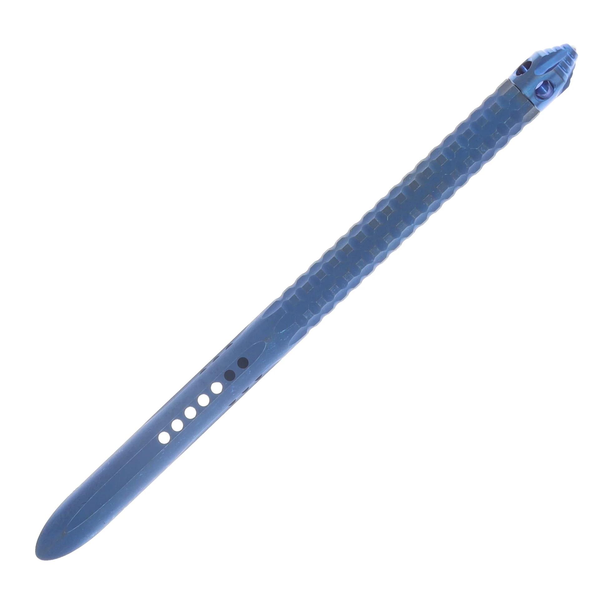 Microtech TAC-P Mini TI Chisel Tip Kubaton Antique Blue Anodized TI Blue Ano TI Glassbreaker MT112MMS1 View 5