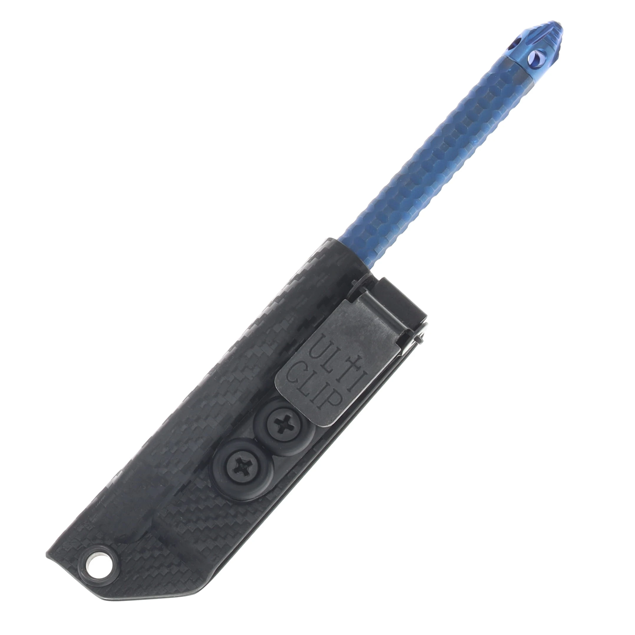 Microtech TAC-P Mini TI Chisel Tip Kubaton Antique Blue Anodized TI Blue Ano TI Glassbreaker MT112MMS1 View 7