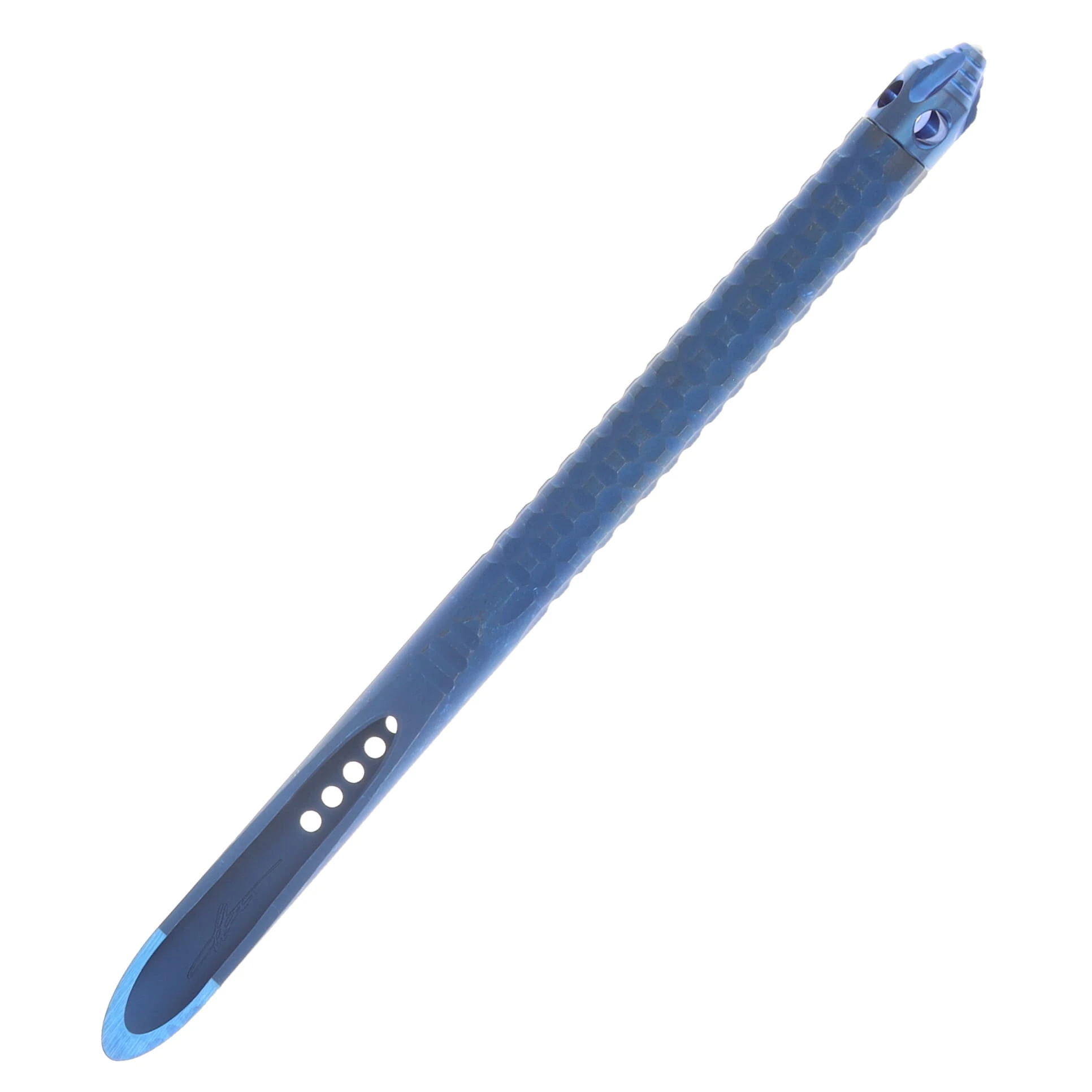 Microtech TAC-P Mini TI Chisel Tip Kubaton Antique Blue Anodized TI Blue Ano TI Glassbreaker MT112MMS1 View 4