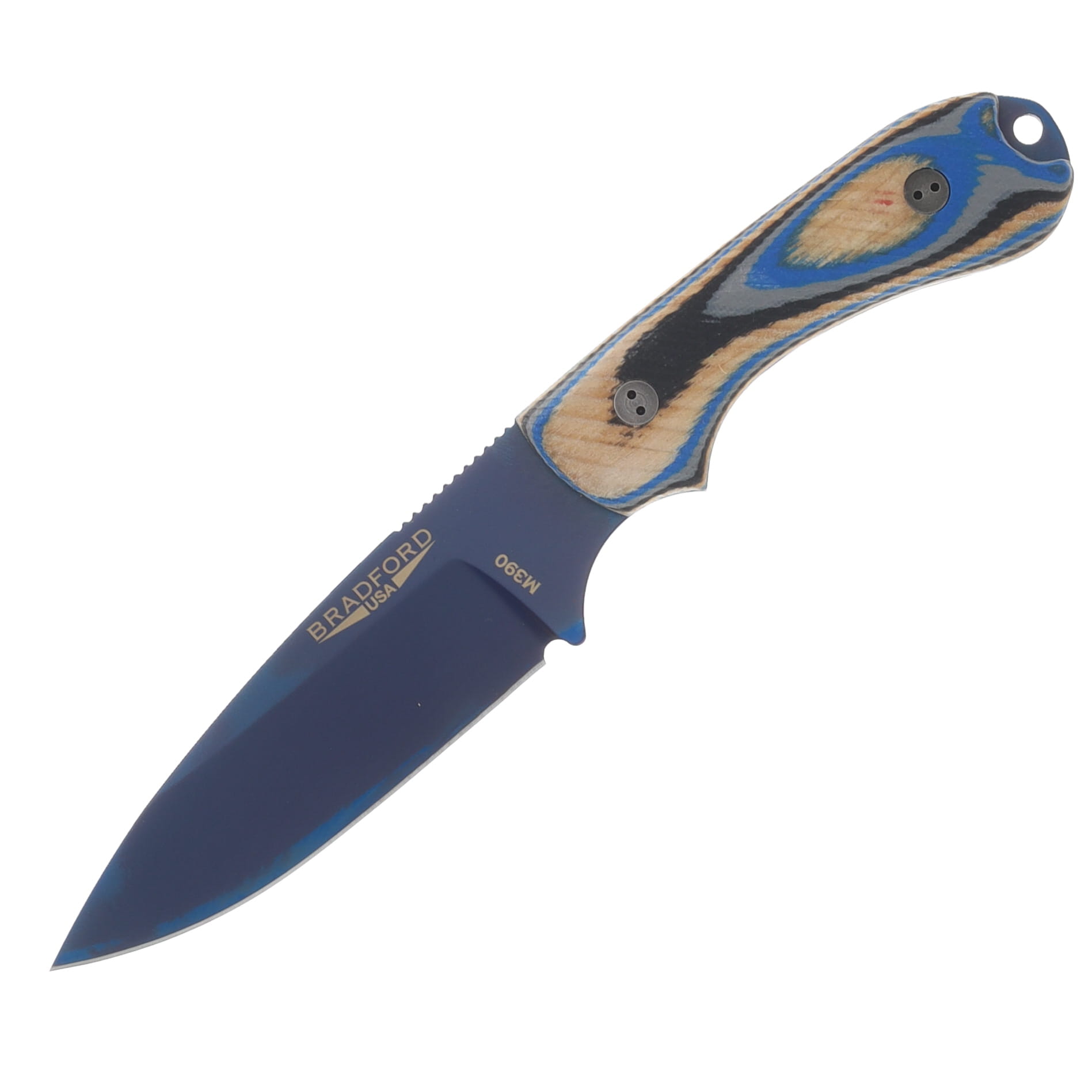 Bradford Guardian3.2 Fixed Blade MagnaCut Blue PVD 3D Microtextured Blue G-Wood BRAD3771 View 3
