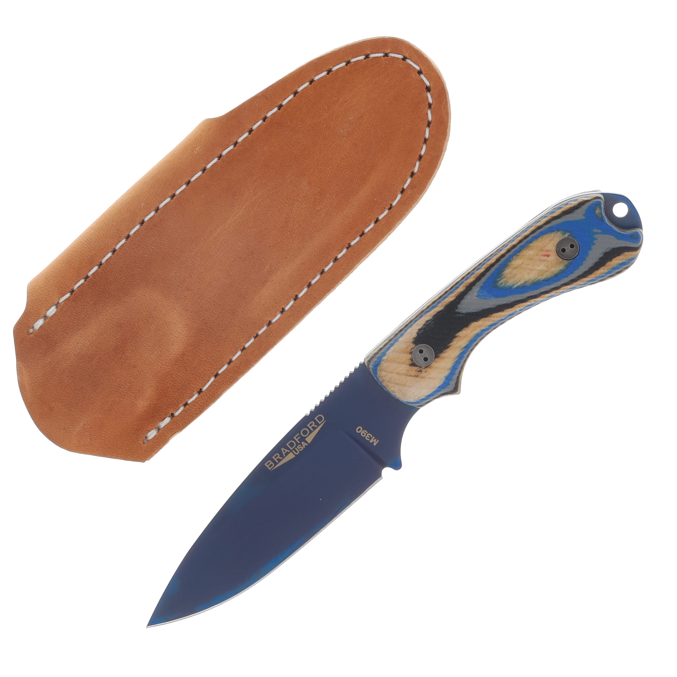 Bradford Guardian3.2 Fixed Blade MagnaCut Blue PVD 3D Microtextured Blue G-Wood BRAD3771 View 1
