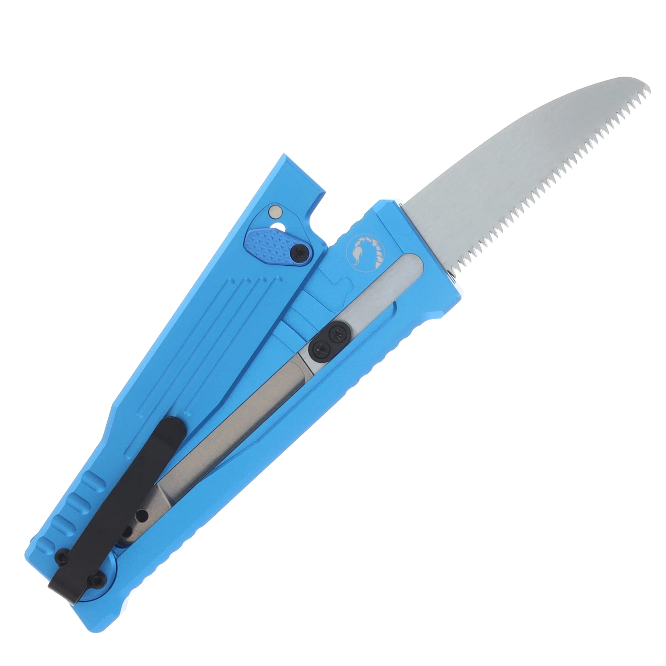 Reate EXO Performance 2 Bld. Gravity Knife SW/Satin Serrated Nitro V - Stripe Pattern Blue REEXOP-2 View 6