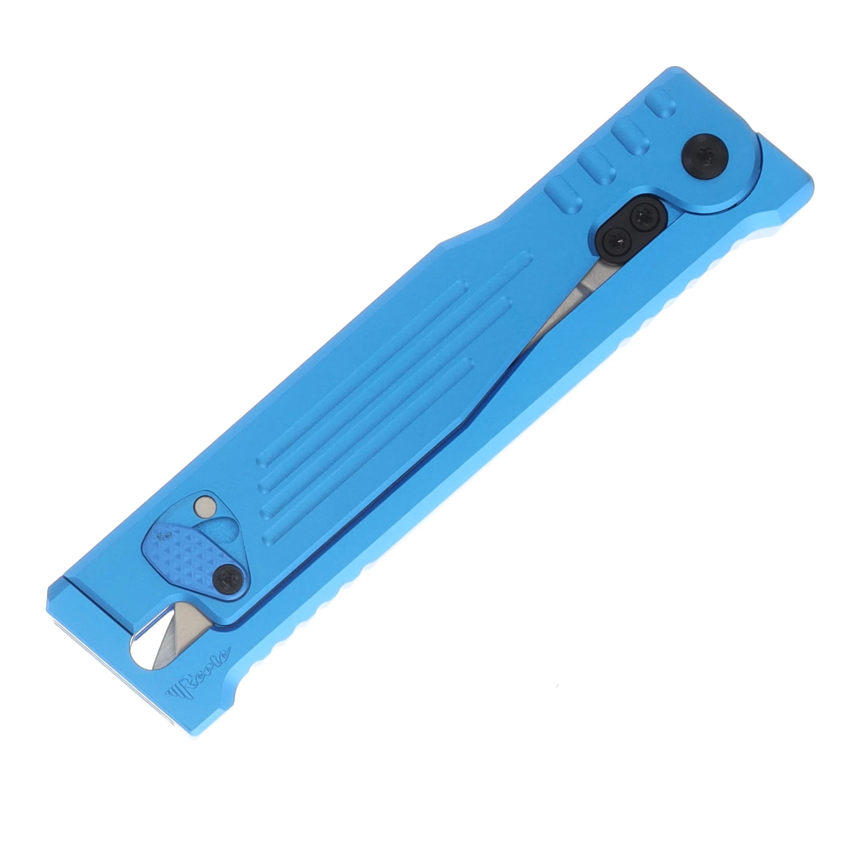 Reate EXO Performance 2 Bld. Gravity Knife SW/Satin Serrated Nitro V - Stripe Pattern Blue REEXOP-2 View 7