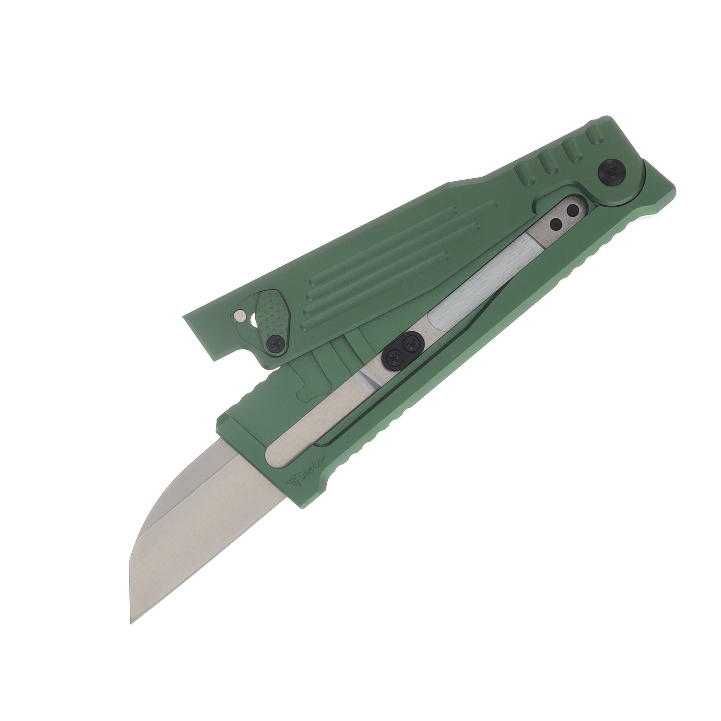 Reate EXO Performance 2 Bld. Gravity Knife SW/Satin Serrated Nitro V -Stripe Pattern Green REEXOP-3 View 3