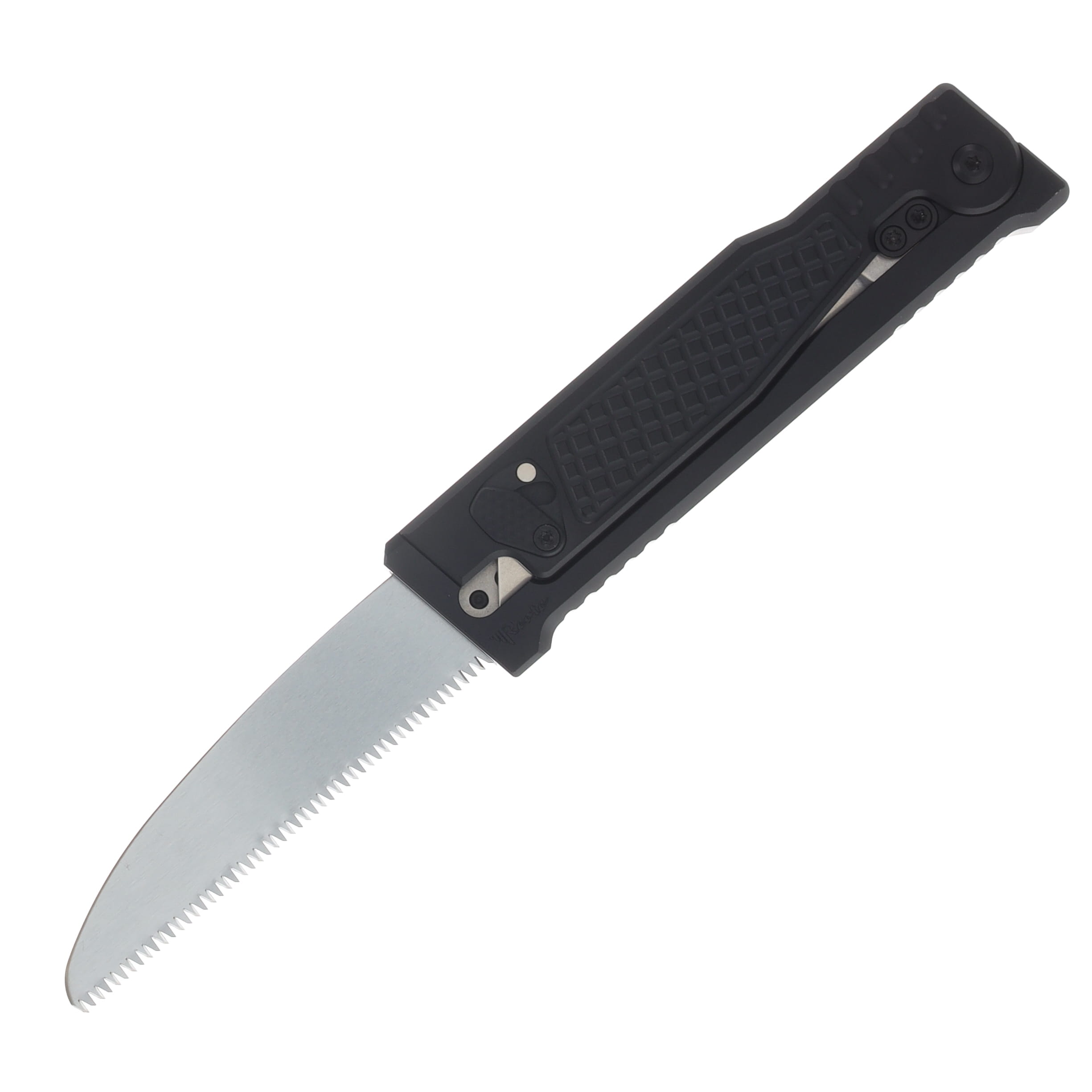Reate EXO Performance 2 Bld. Gravity Knife SW/Satin Serrated Nitro V -Diamond Pattern Black REEXOP-6 View 4