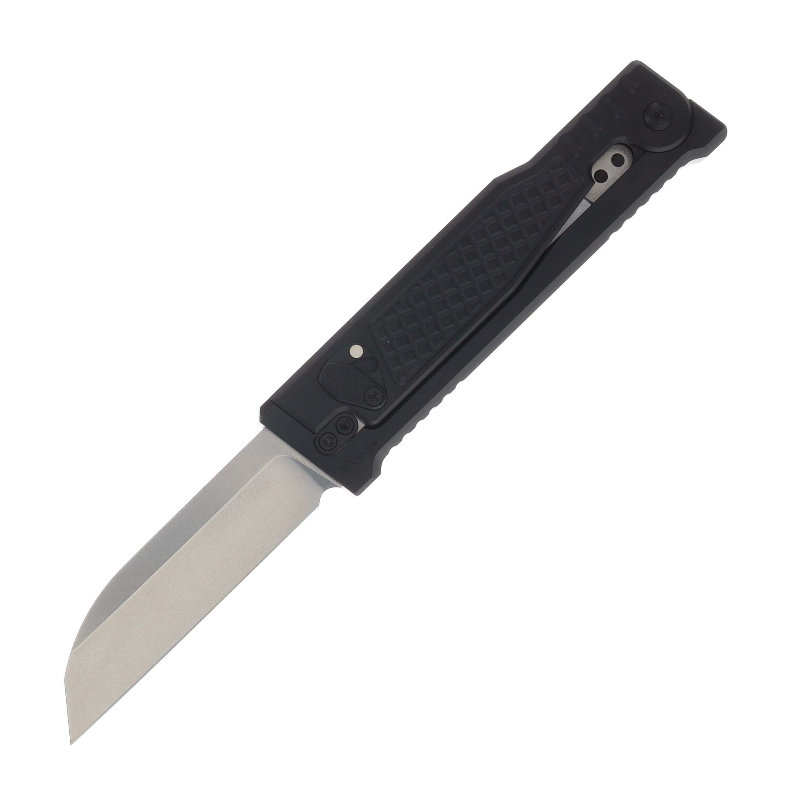 Reate EXO Performance 2 Bld. Gravity Knife SW/Satin Serrated Nitro V -Diamond Pattern Black REEXOP-6 View 1