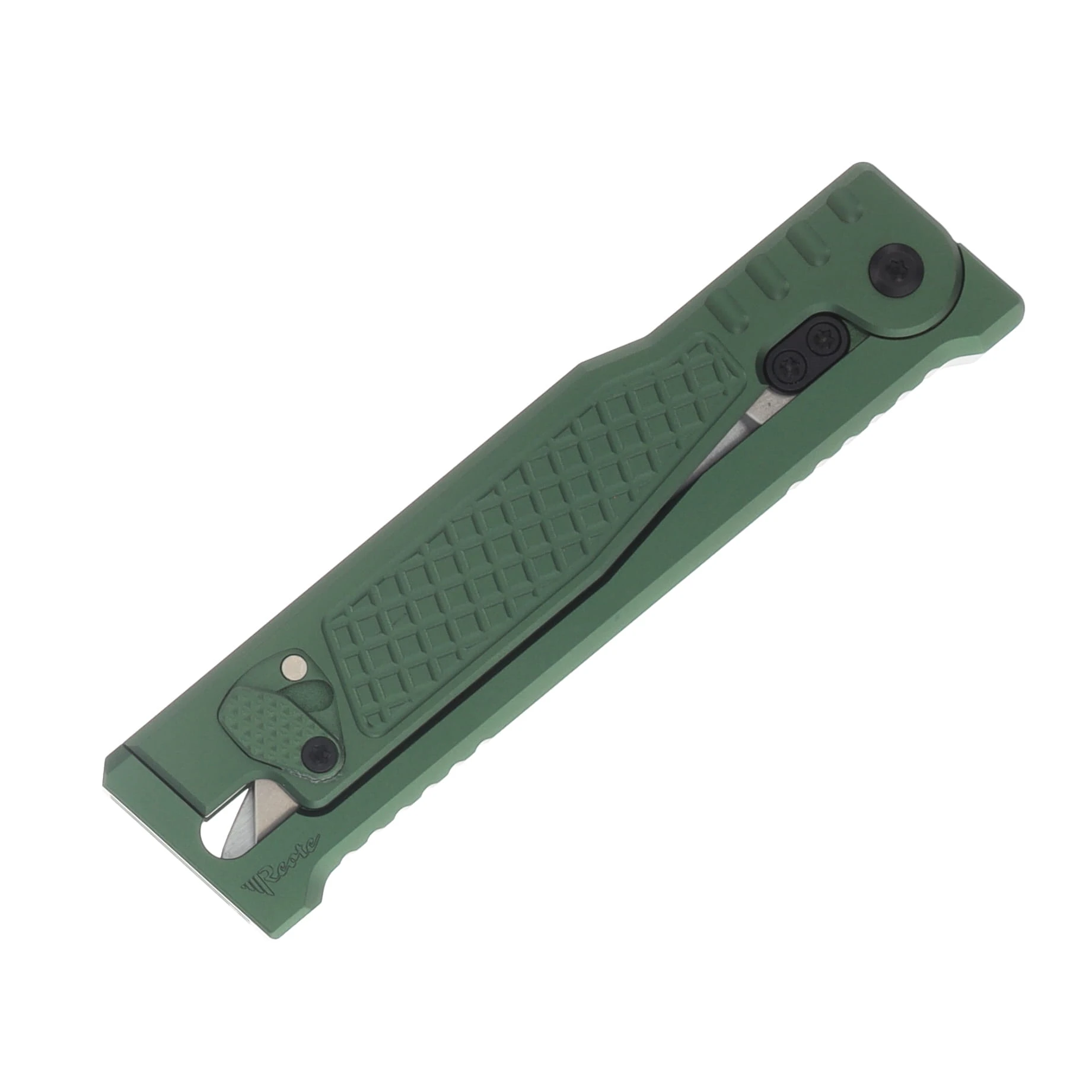 Reate EXO Performance 2 Bld. Gravity Knife SW/Satin Serrated Nitro V - Diamond Pattern Green REEXOP-8 View 7