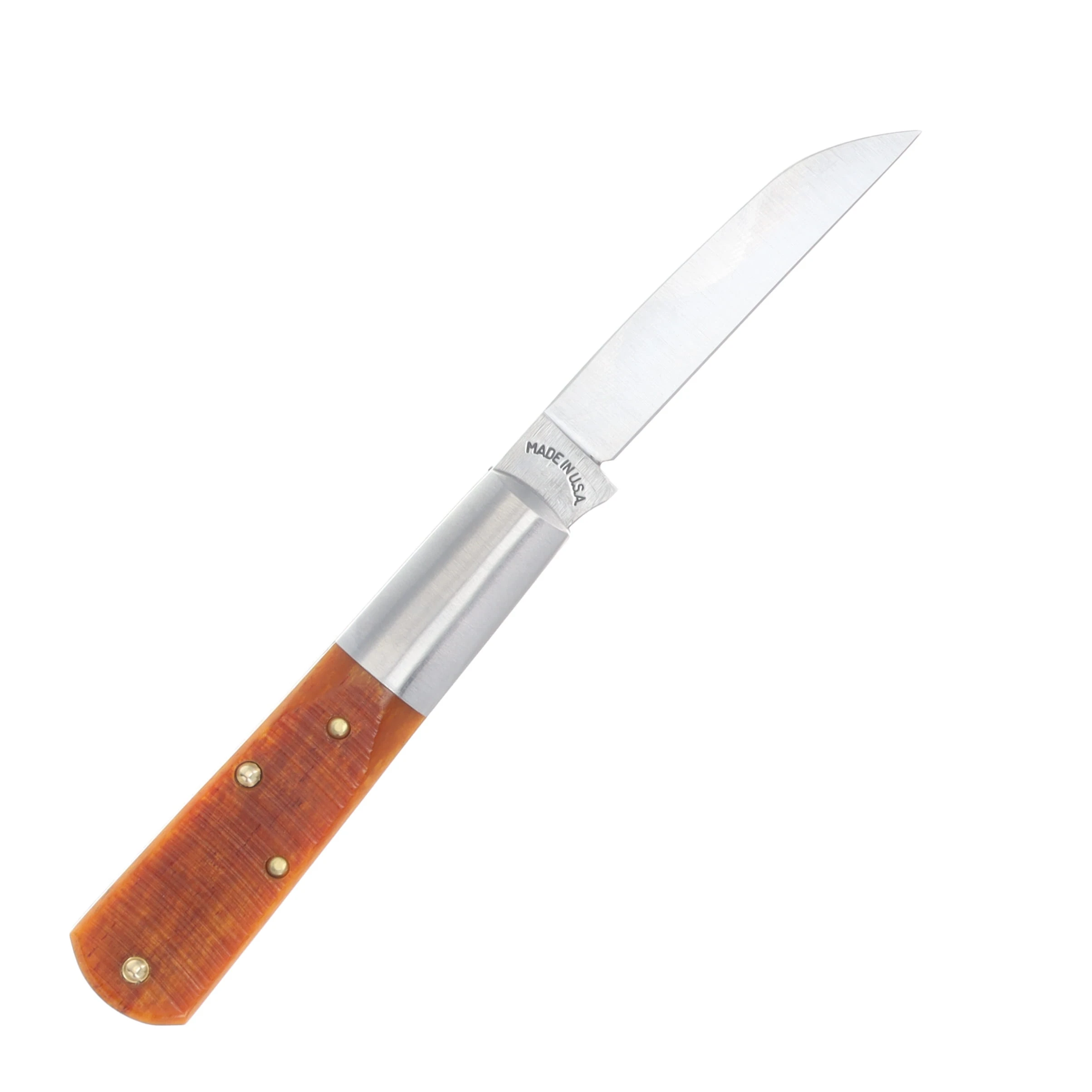 New York Knife Co. Mattewan Wharncliffe Orange Sawcut Bone Folding Knife NYKM1506W-OSC View 2