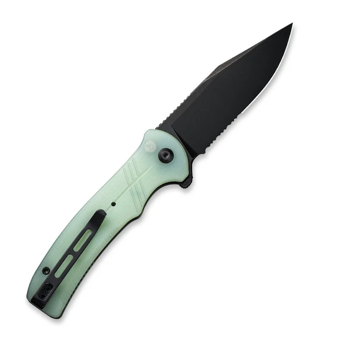CIVIVI Cogent Button Lock Folding Knife Partially Serrated Black Stonewash/Natural G-10 C20038E-3 View 2