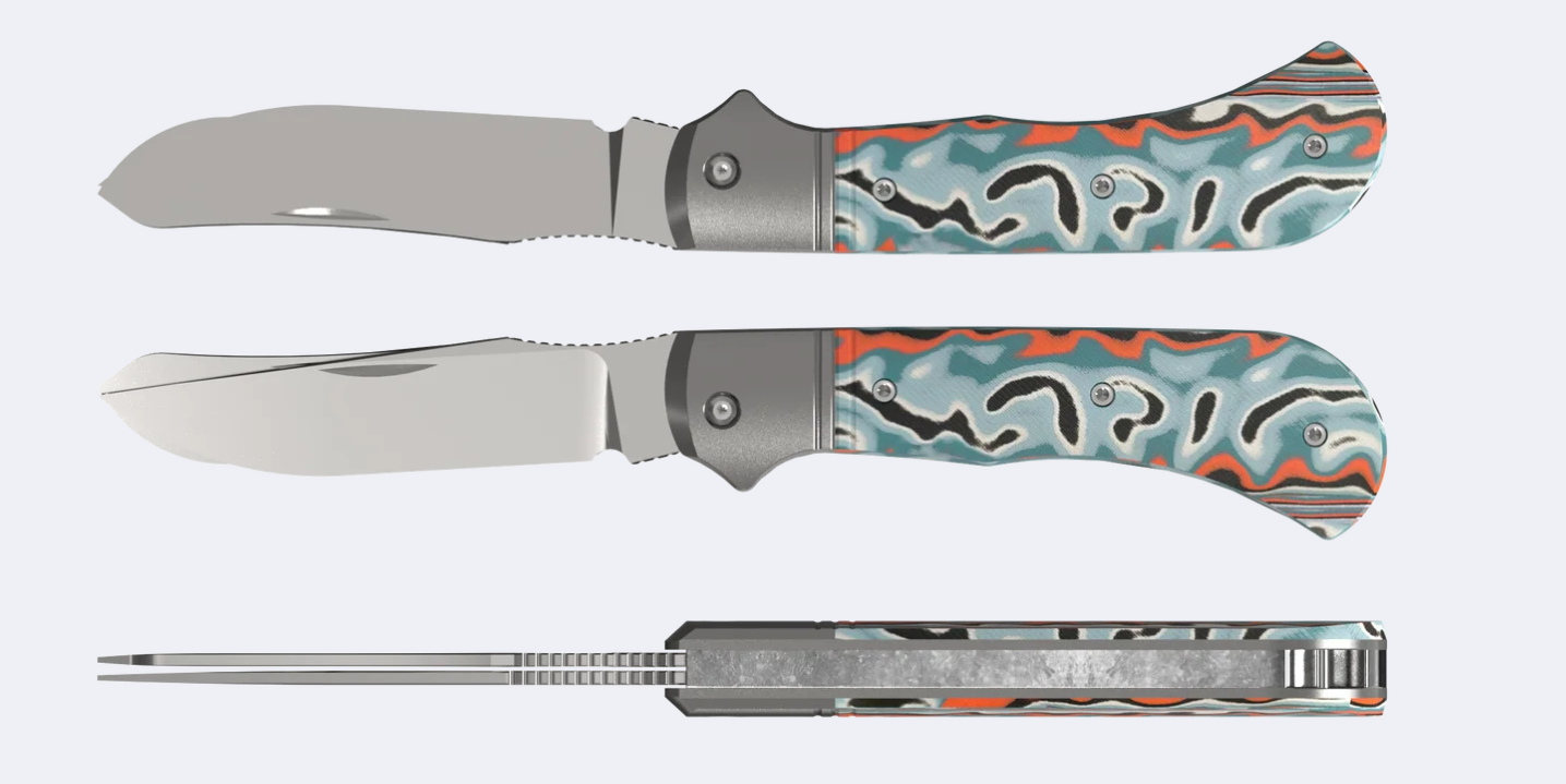 Kizer Trestle TP AirTi Slip Joint Folding Knife Satin BD1N/Silver Aluminum & Multi Colored Vortex Micarta K3761TPA4 View 1