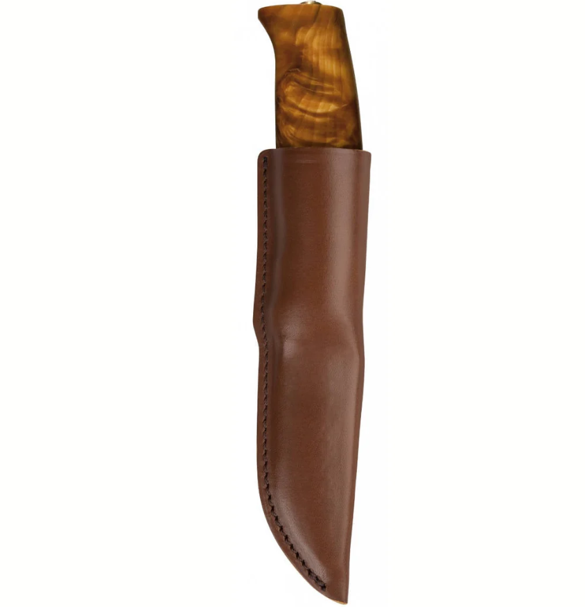 Helle Fjellkniven Fixed Blade 12C27/Curly Birch with Leather Sheath HF4 View 2