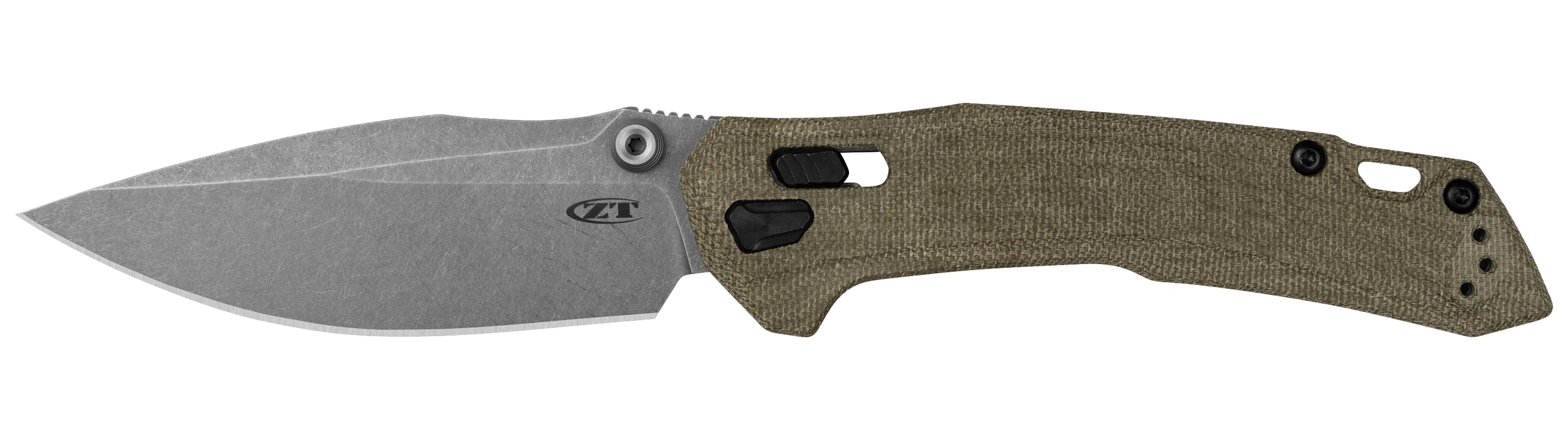 Zero Tolerance 0203 Folder Olive Drab Canvas Micarta Handle Working Finish M390 Blade ZT0203GRM390 View 1