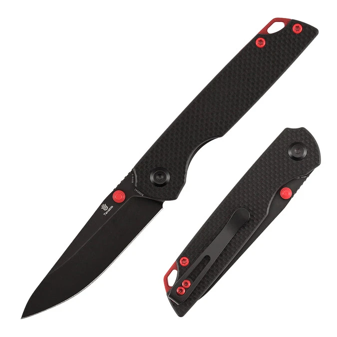 Tenable Knives Mini Warrior Folder Black G-10 Handle Blackwash Nitro V Blade View 1