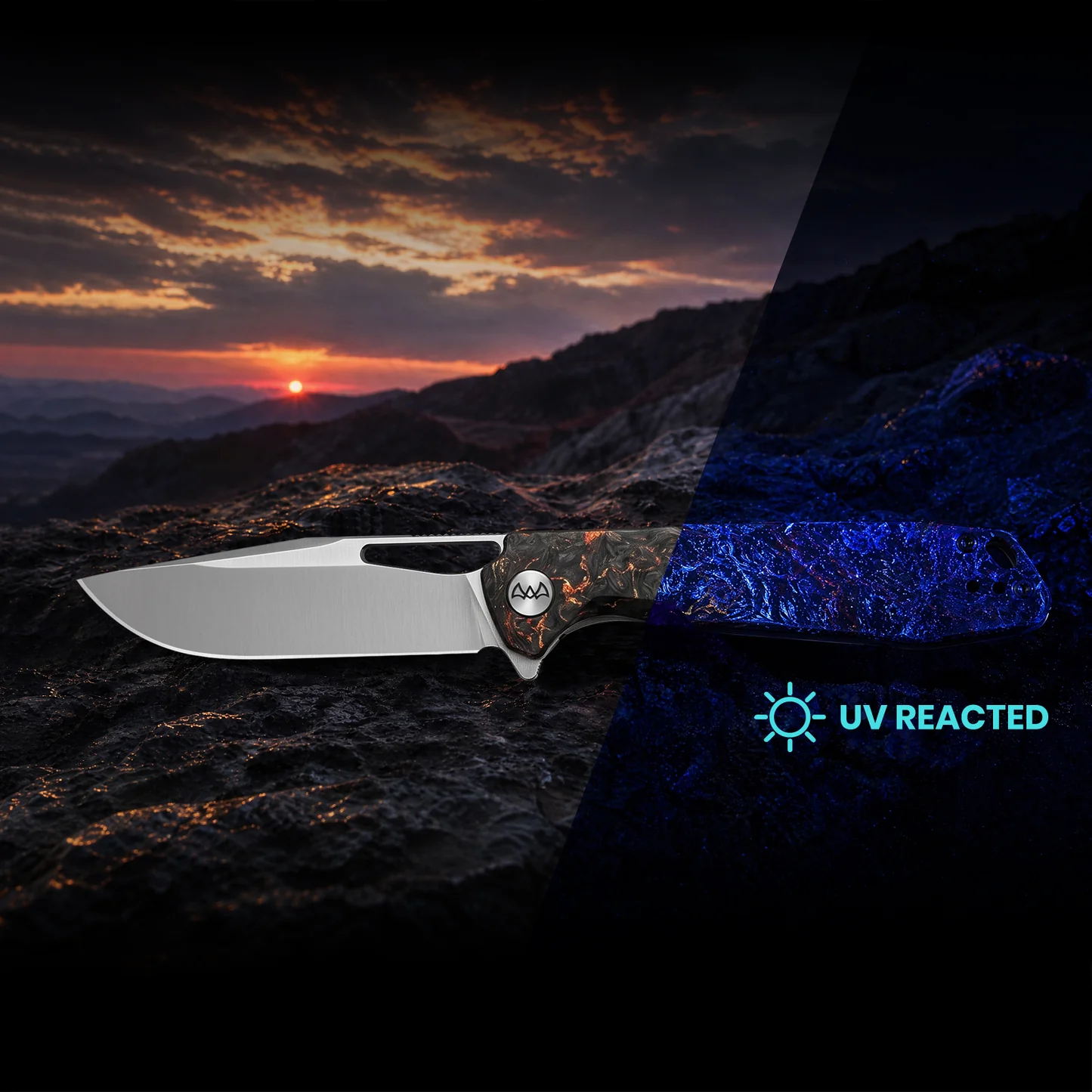 Wixco Ragnar Folding Knife 14C28N Satin Blade Red Shredded Carbon Fiber Handle WX11-C View 10