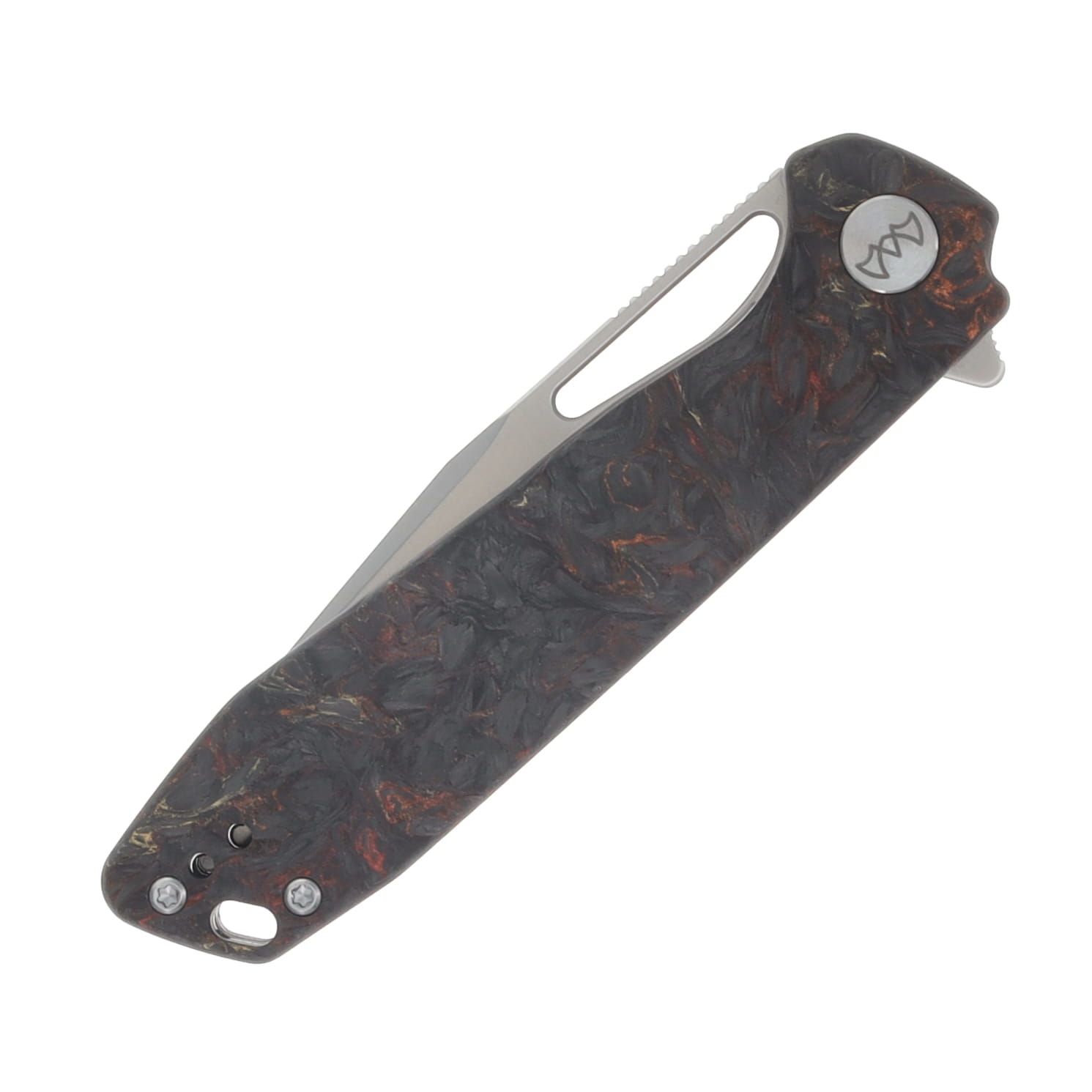 Wixco Ragnar Folding Knife 14C28N Satin Blade Red Shredded Carbon Fiber Handle WX11-C View 6
