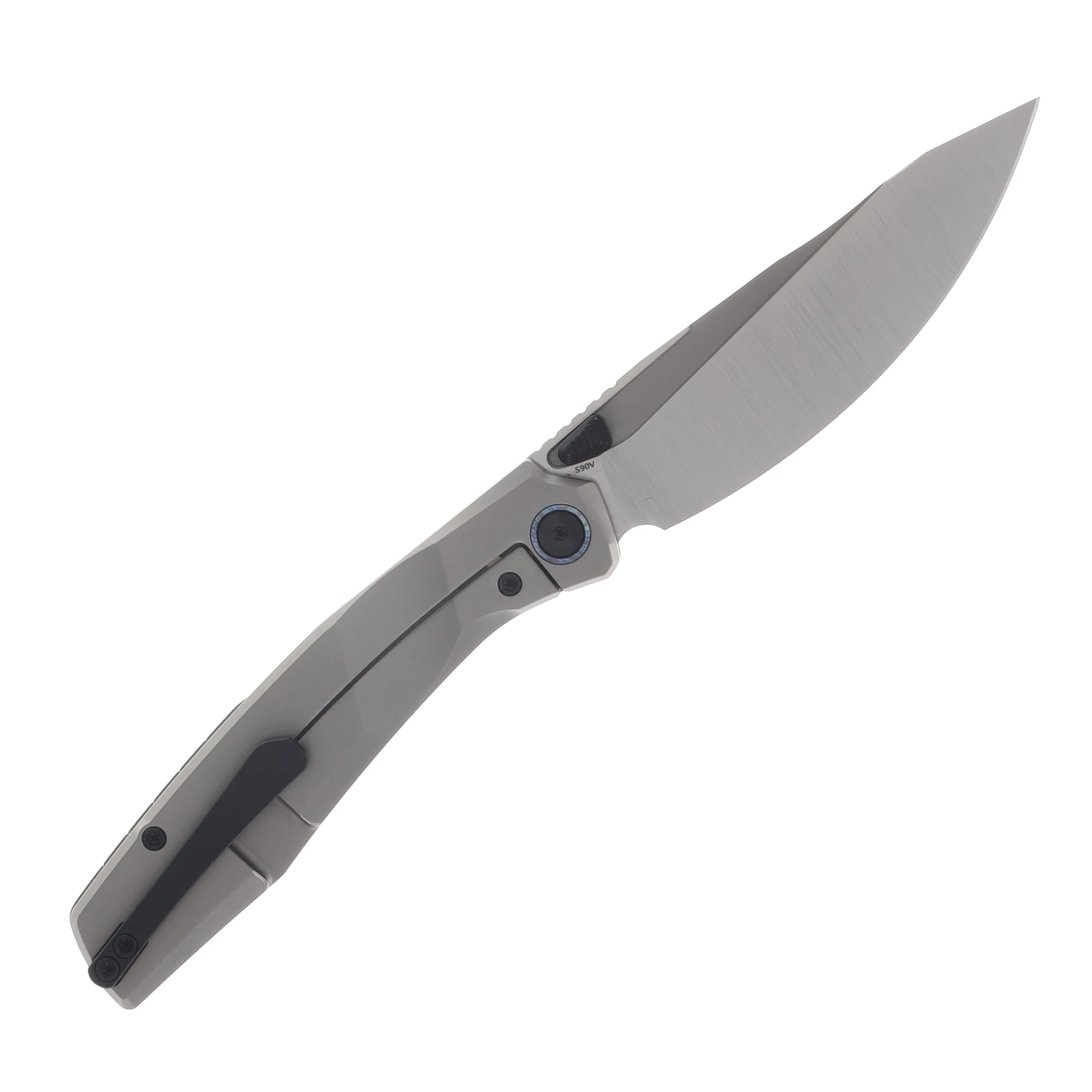Ferramonster Astrome Folder S90V Belt Satin Blade Bead Blast Titanium Handle FM23009-A View 2