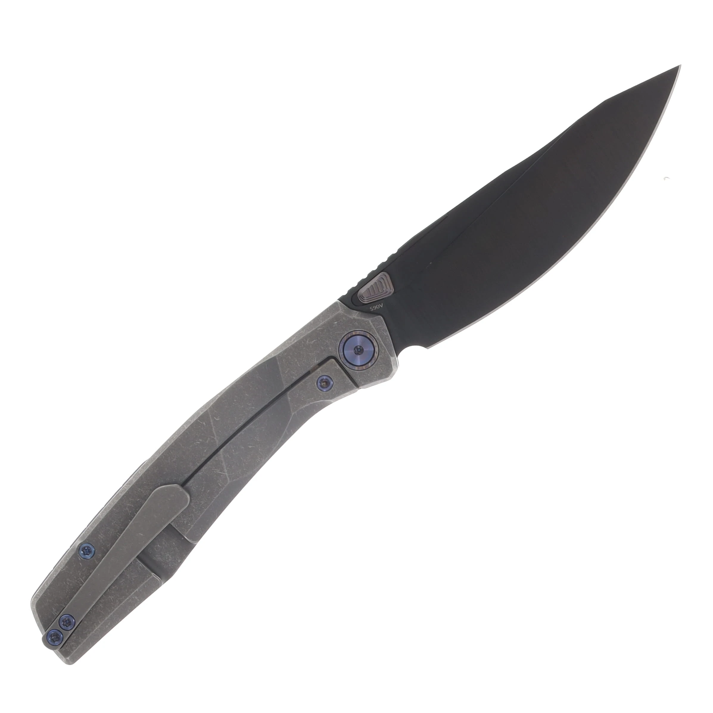Ferramonster Astrome Folder S90V Belt Satin-DLC Blade Black Blast SW Titanium Handle FM23009-B View 2