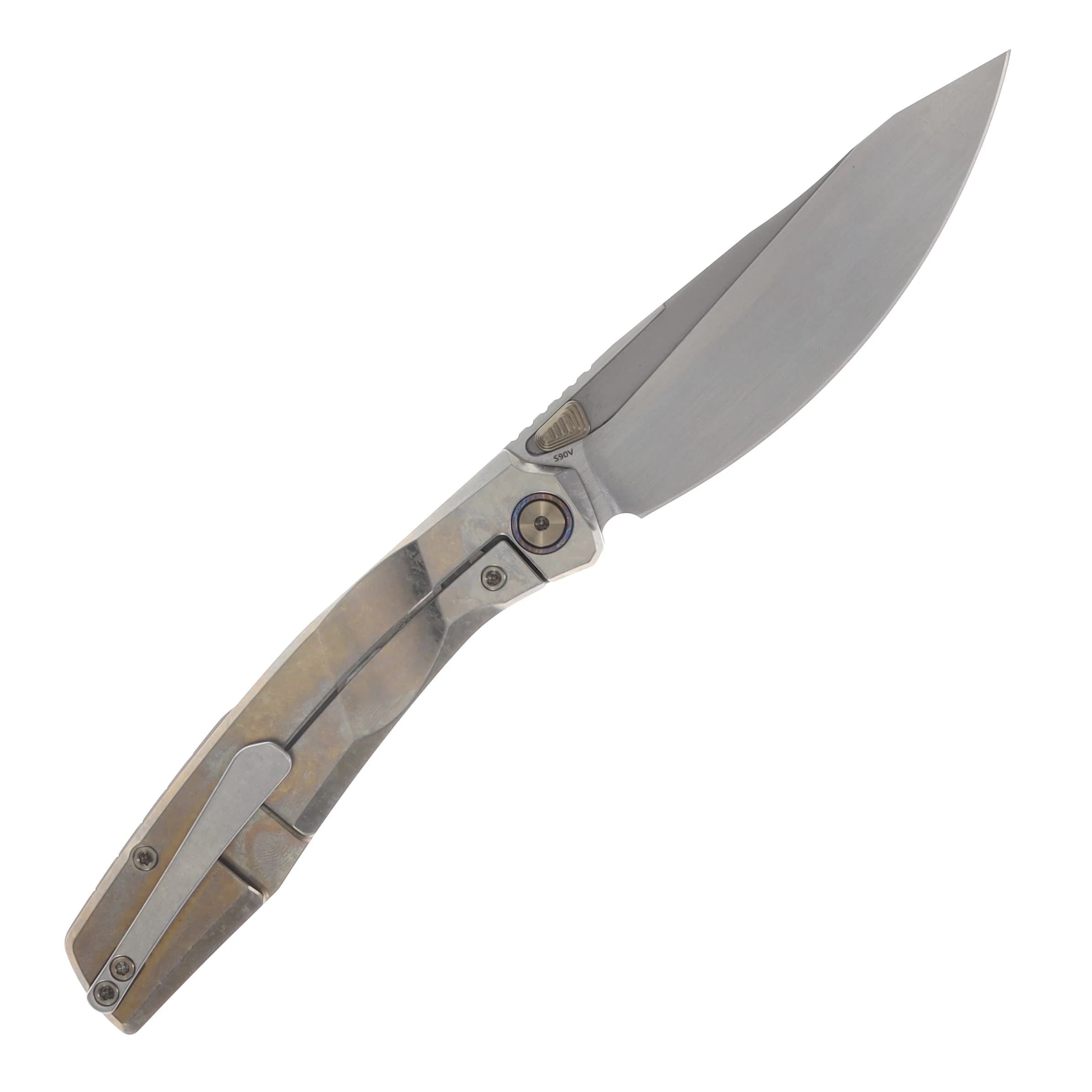 Ferramonster Astrome Folder S90V Hand Rubbed Satin Blade Light Brown TI Handle FM23009-D View 2