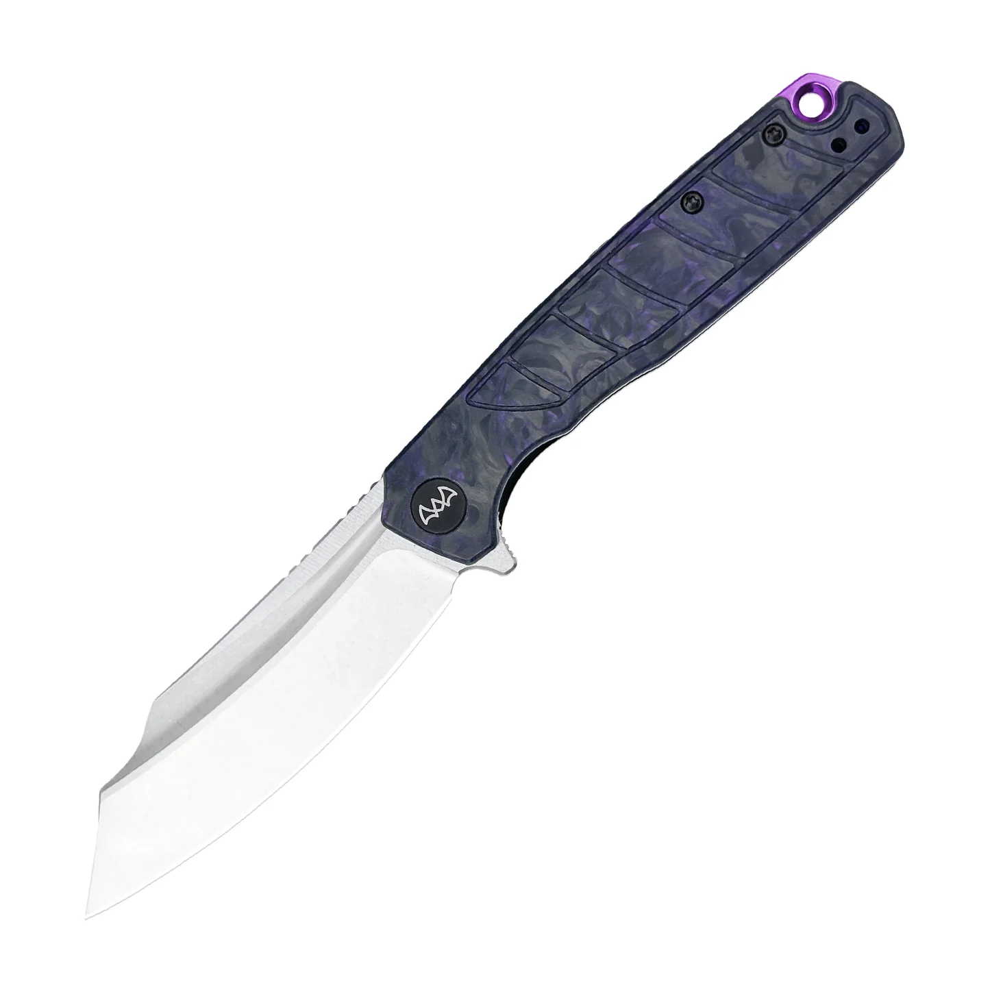 Wixco Splark Folder 14C28N SW Blade Purple Shredded Carbon Fiber Handle View 1